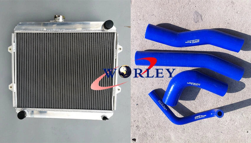 3-Core Aluminum Radiator + Blue Hose for Hilux RN105 RN106 RN130 (1995–2005)