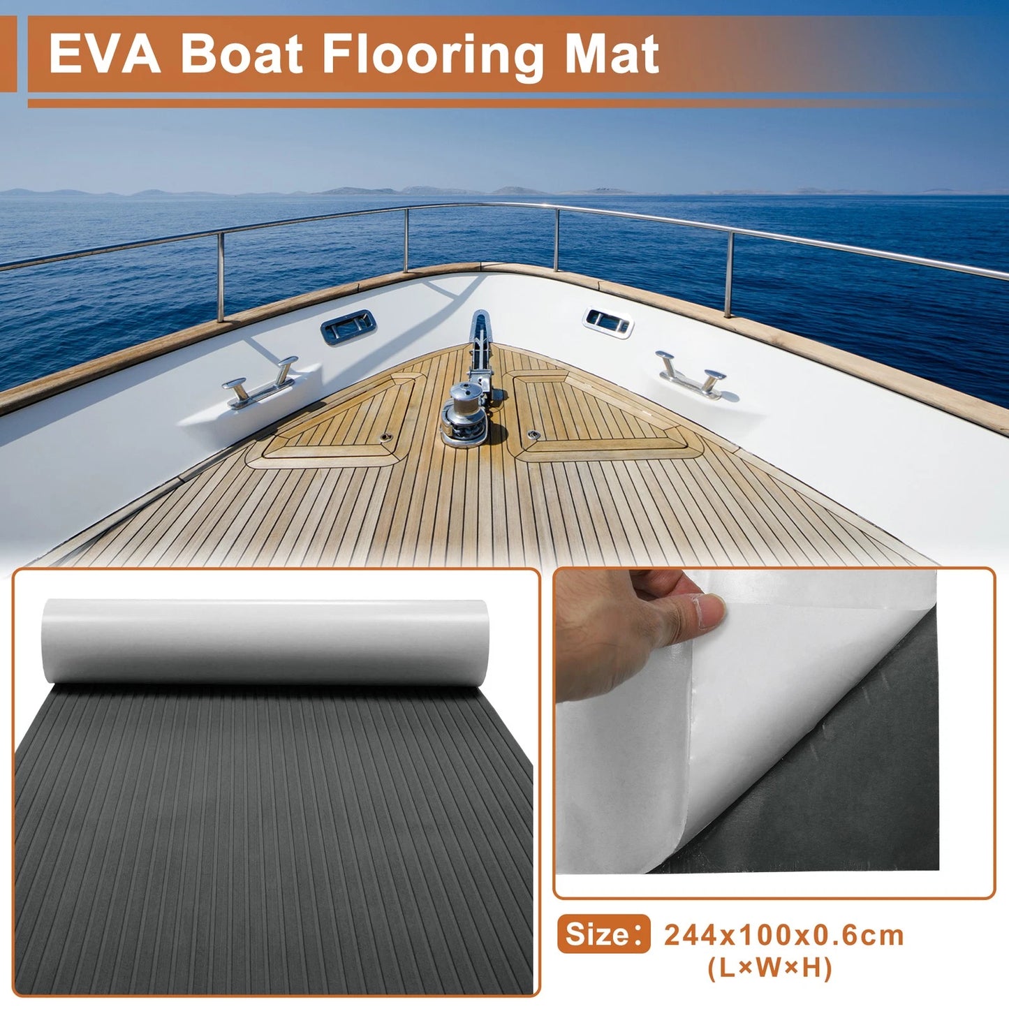 Self-Adhesive Boat Flooring Strip for Various Models (96.06"L x 39.37"W)