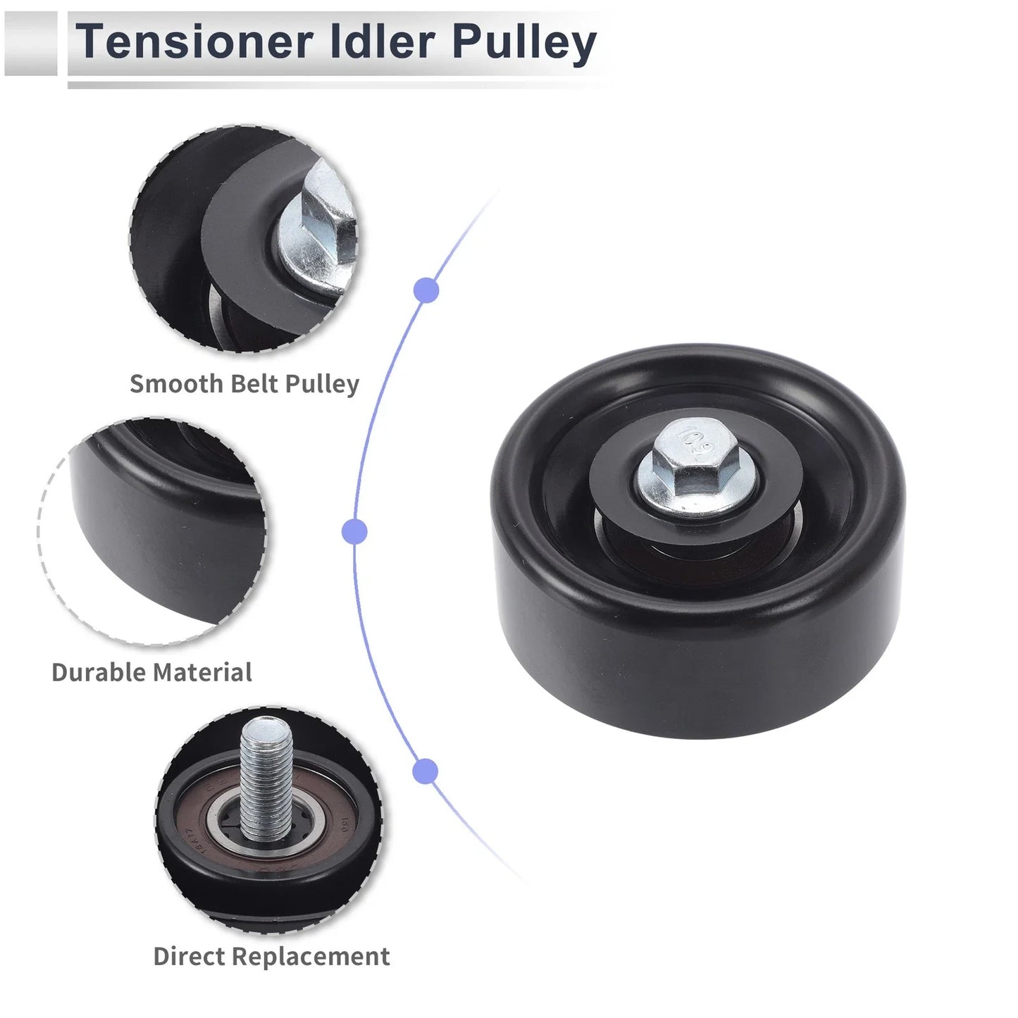 Drive Belt Idler Pulley for Chevrolet Silverado 2013-2021 Black 1 x Pc