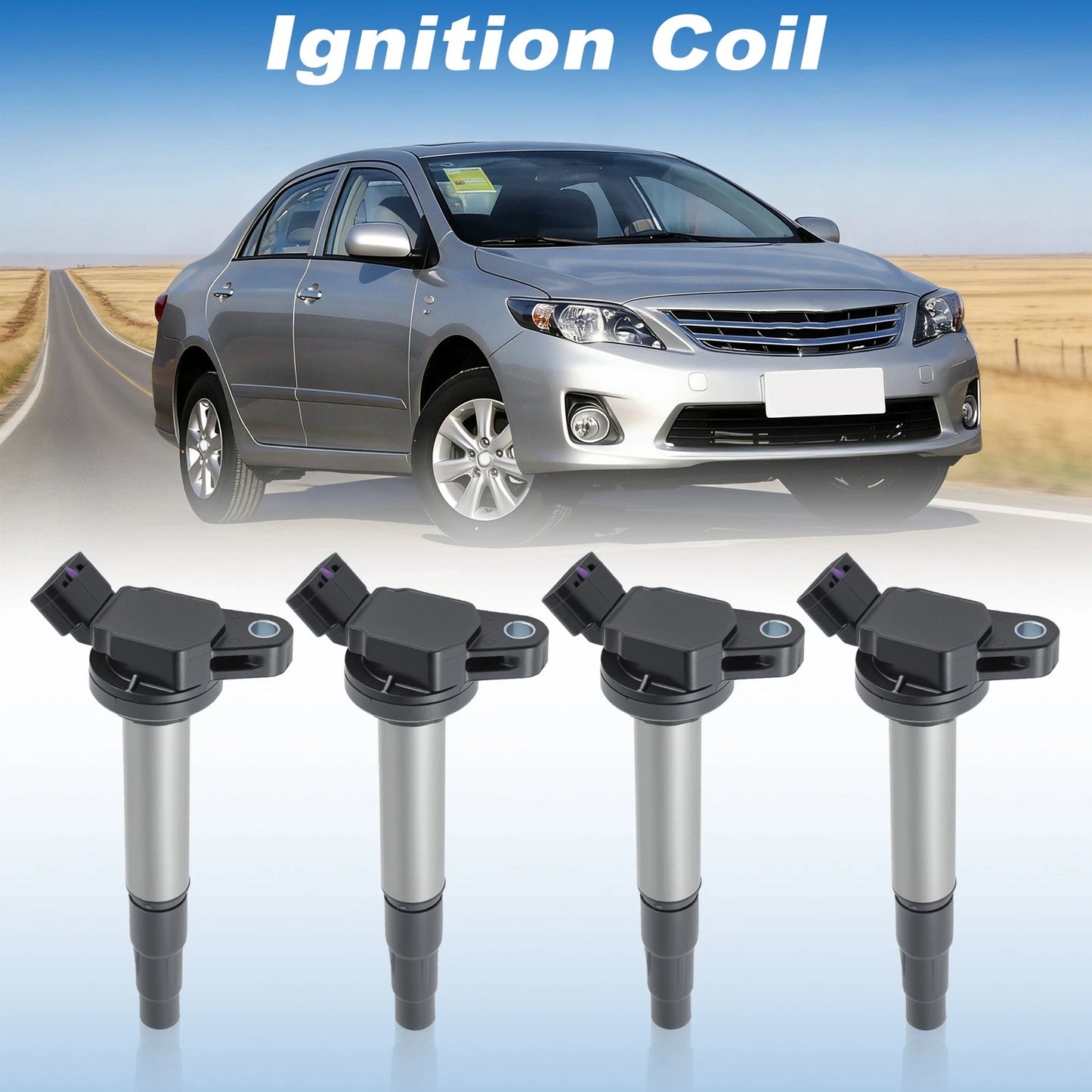 Set of 4 Ignition Coils 9091902258 for Toyota Corolla (2009–2015) Prius (2010–2015)
