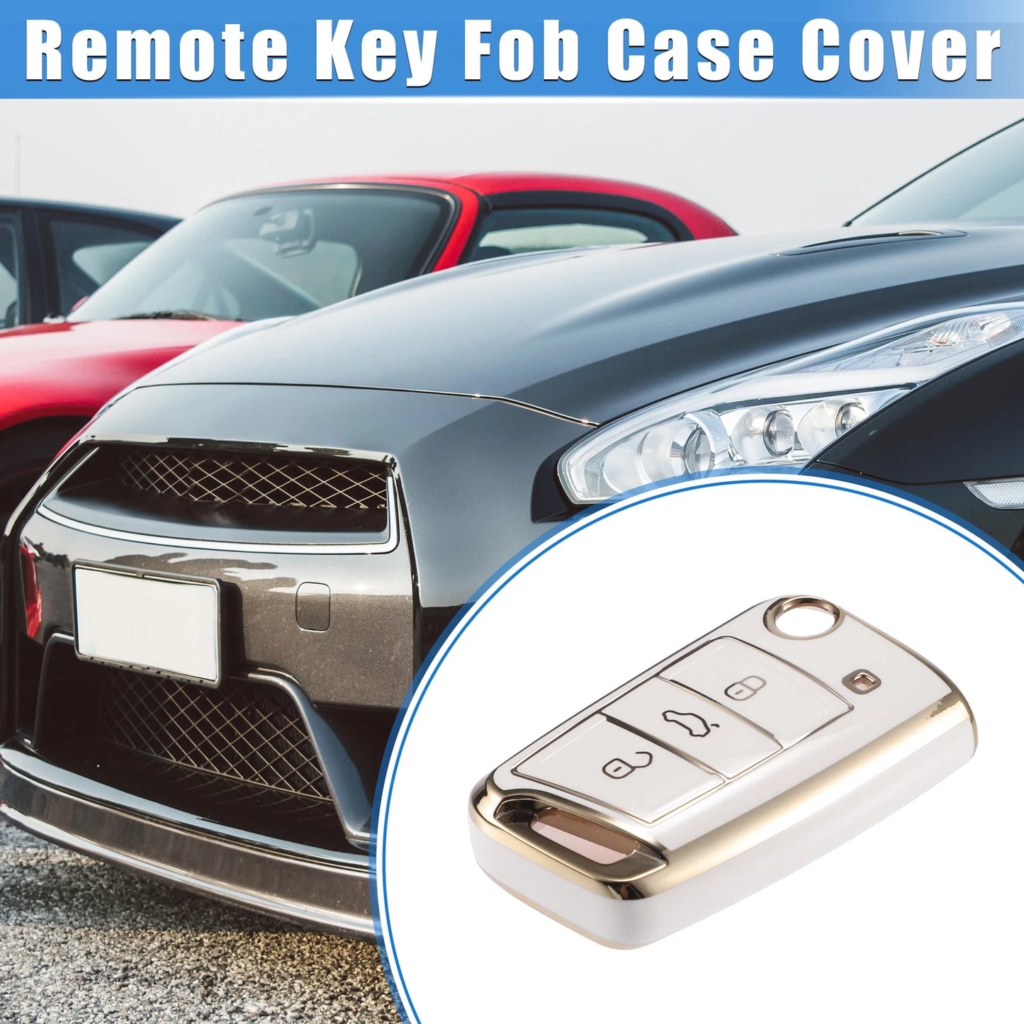 3X Remote Key Fob Case Cover for Volkswagen Golf 7 (2013–2020) TPU White