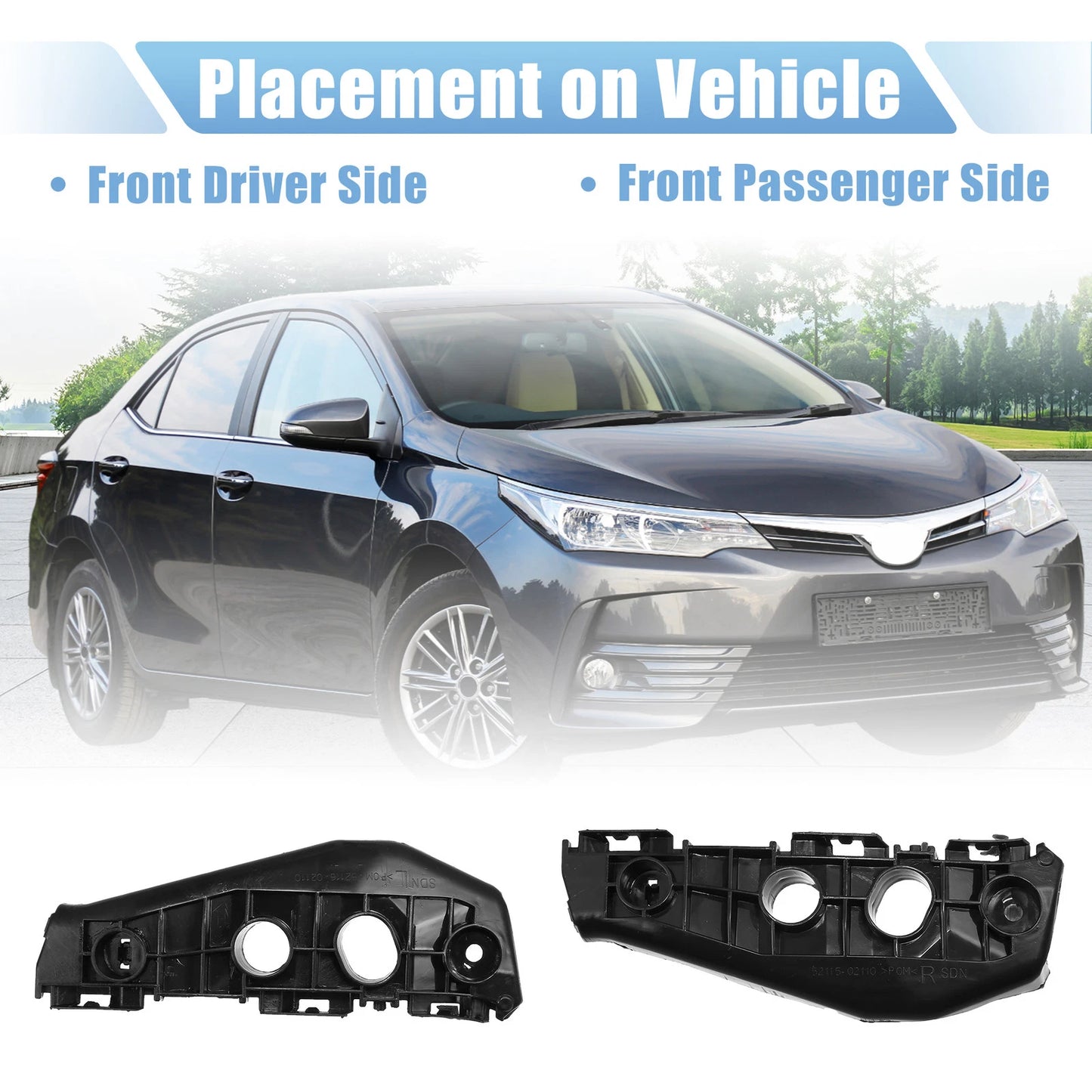 Set of 2 Front Bumper Mounting Support Brackets 5211502130 for Toyota Corolla (2009–2011)