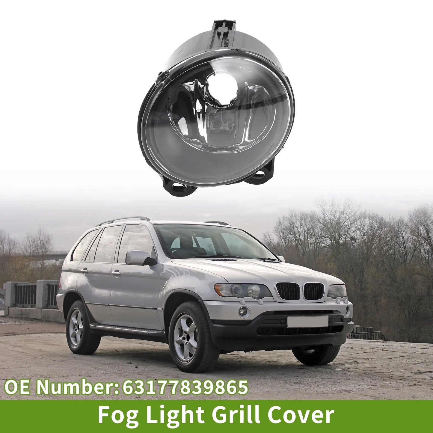 1 Pc Left Fog Light Grill for BMW X5 (1999–2006) No. 63177839865 Clear