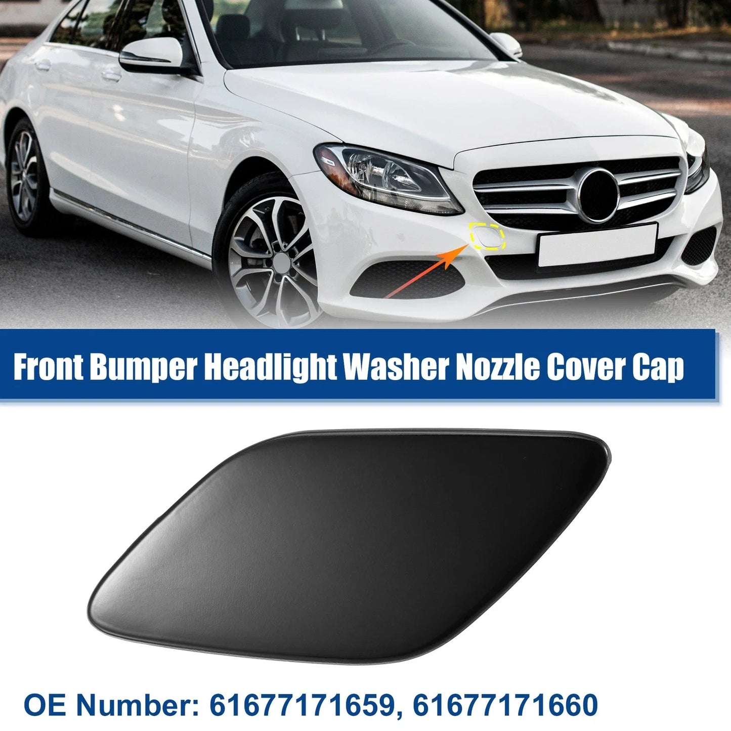 Front Left Bumper Headlight Washer Nozzle Cover Cap for BMW 328i Black