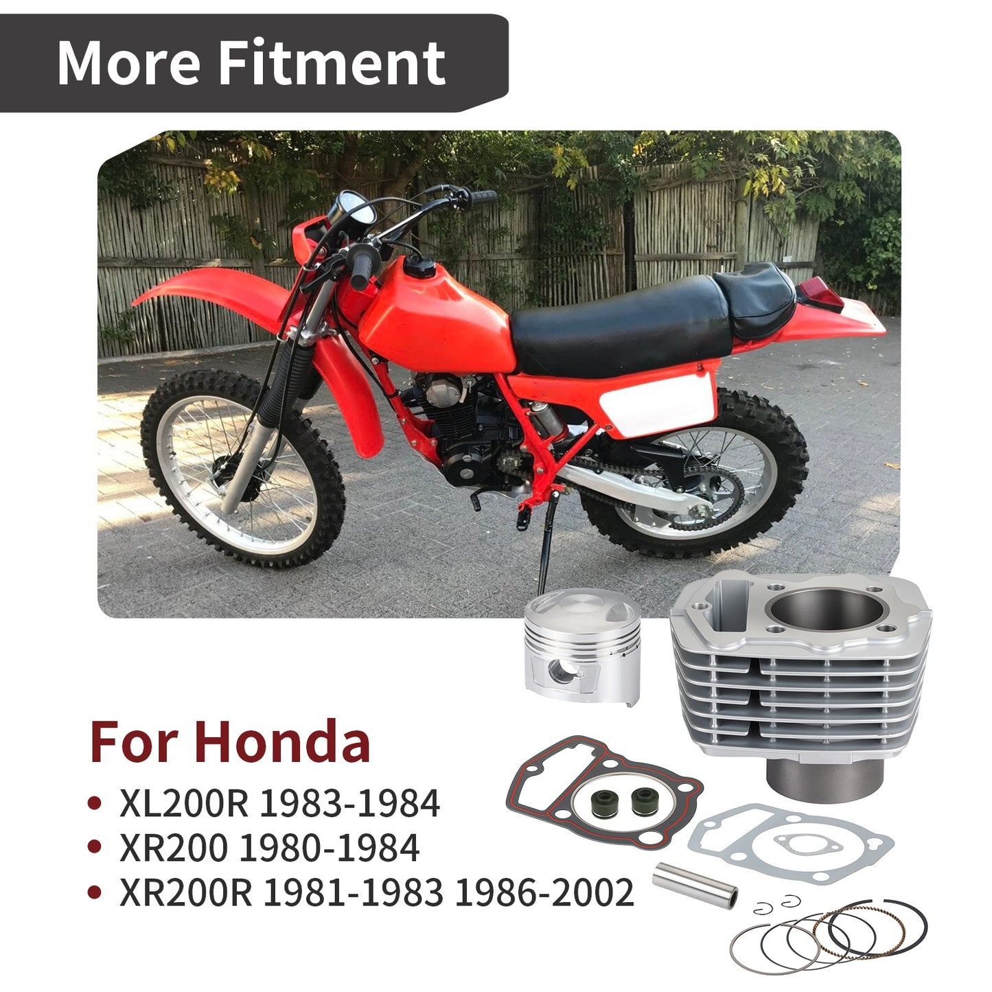 Top End Rebuild Kit with Piston and Gasket for Honda XR200 XR200R XL200R