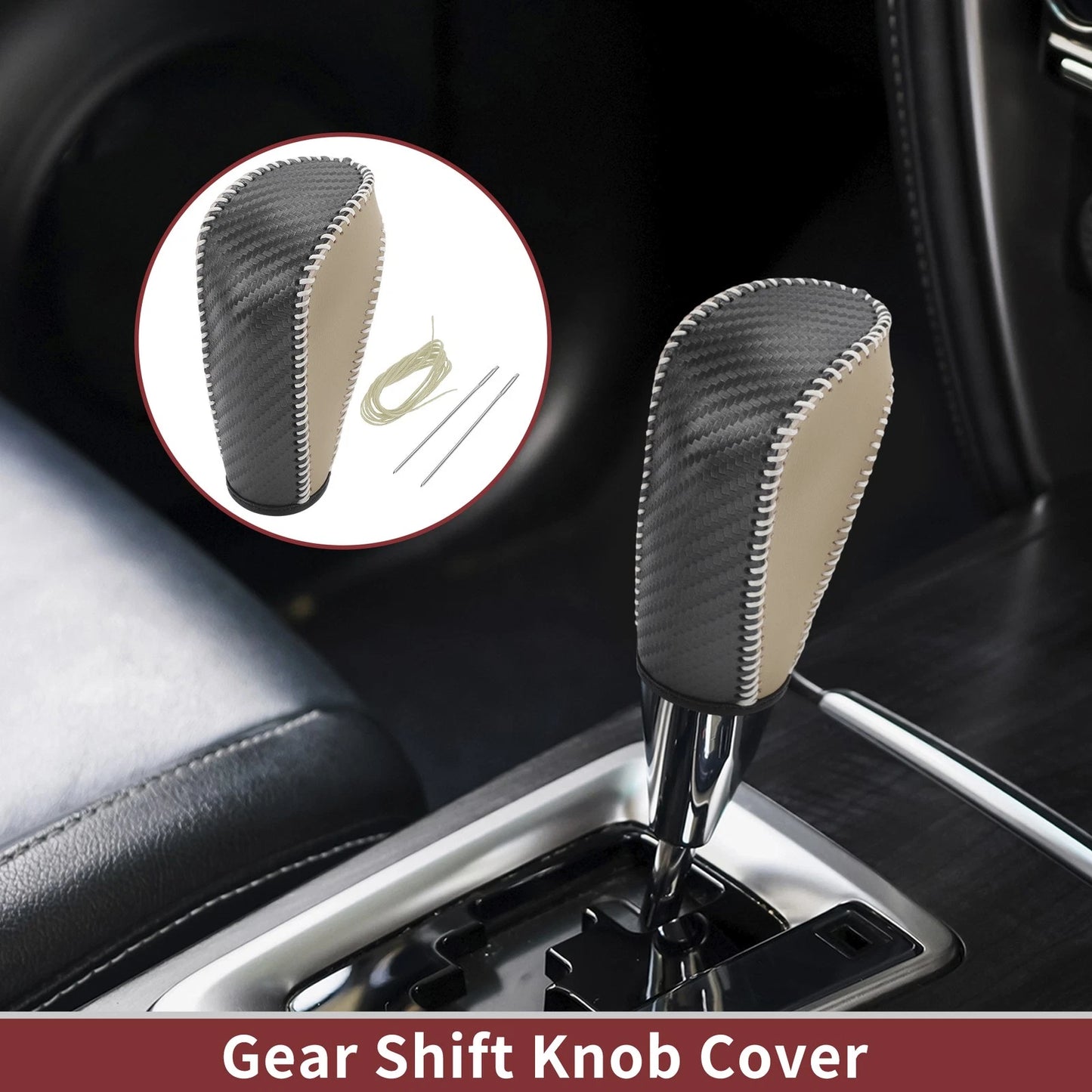 Gear Shift Knob Cover for Ford Fiesta (2009–2012) Black Beige