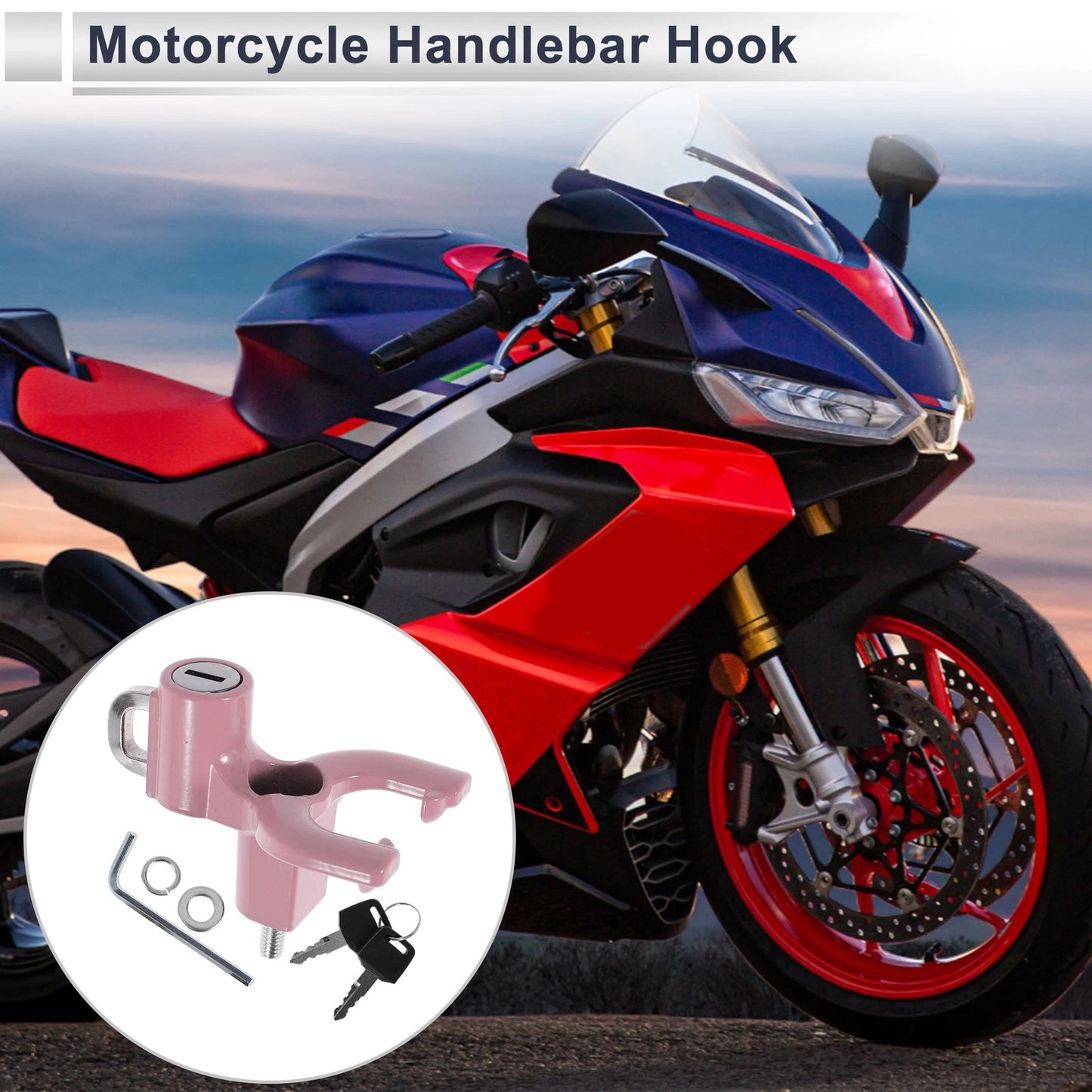 Set of 1 Double-Fork Metal Motorcycle Hanging Hook - Light Pink