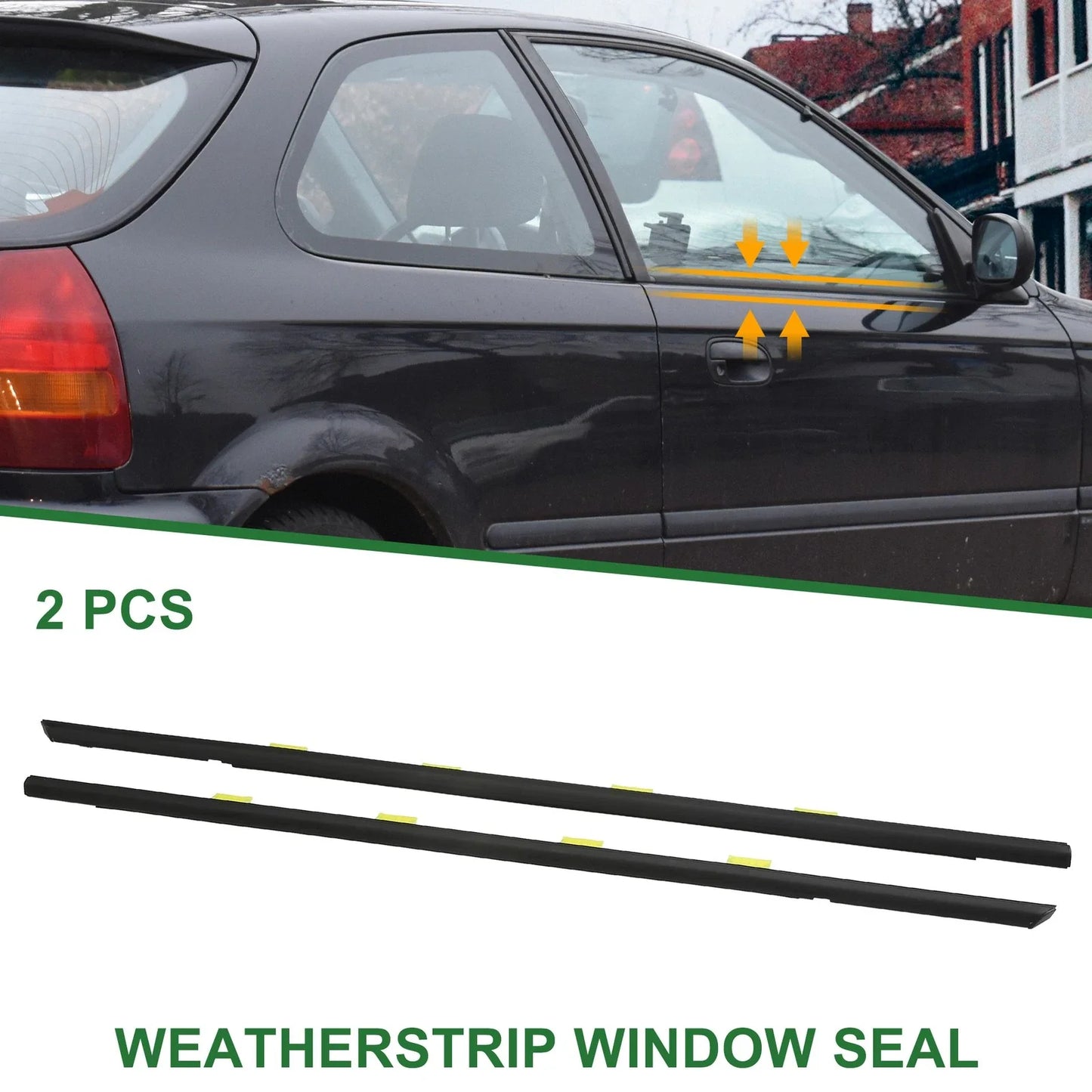 2 x Front Left & Right Weatherstrip Window Seals for Honda