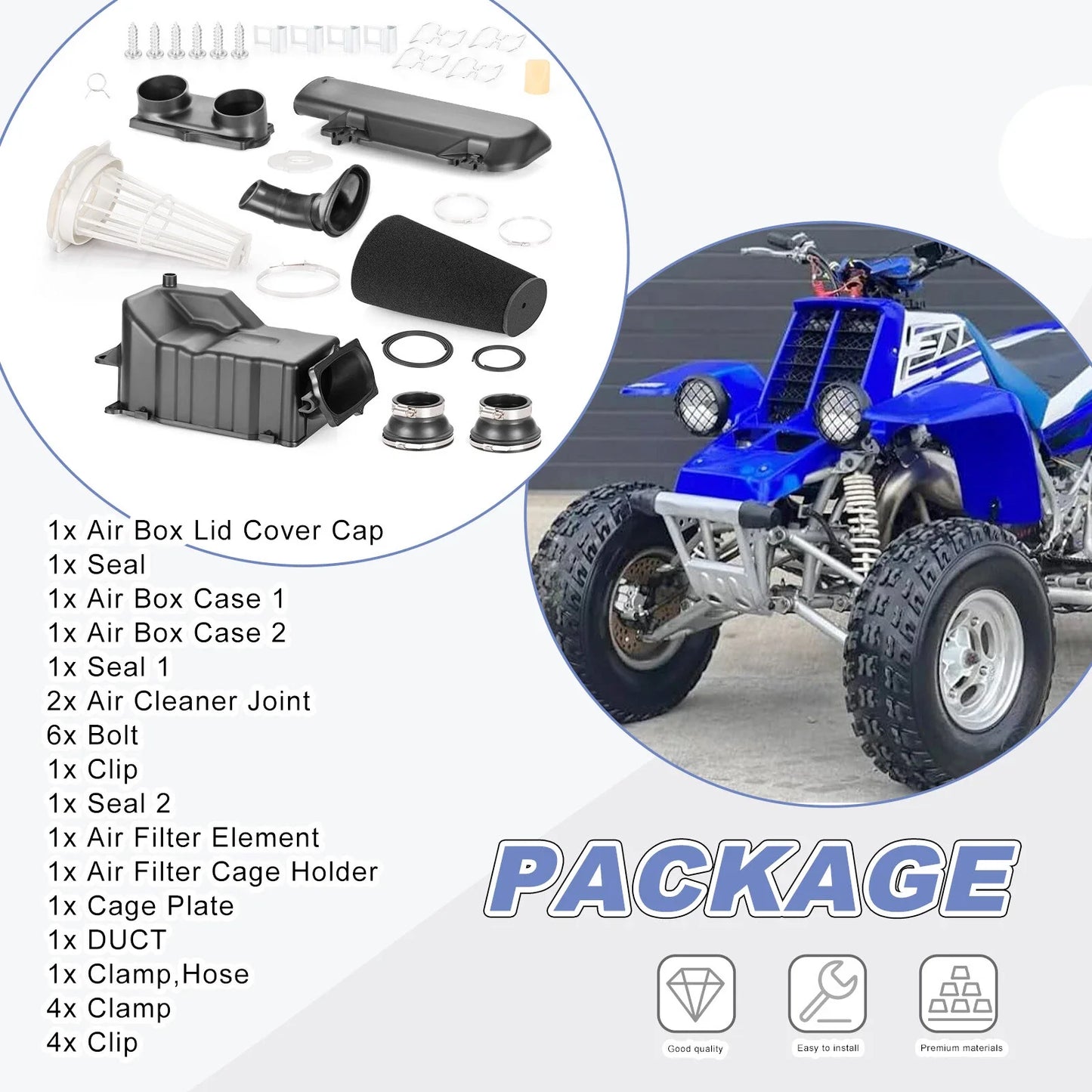 Air Filter Box & Air Cleaner Joint Kit for Yamaha Banshee 350 (1987–2006)