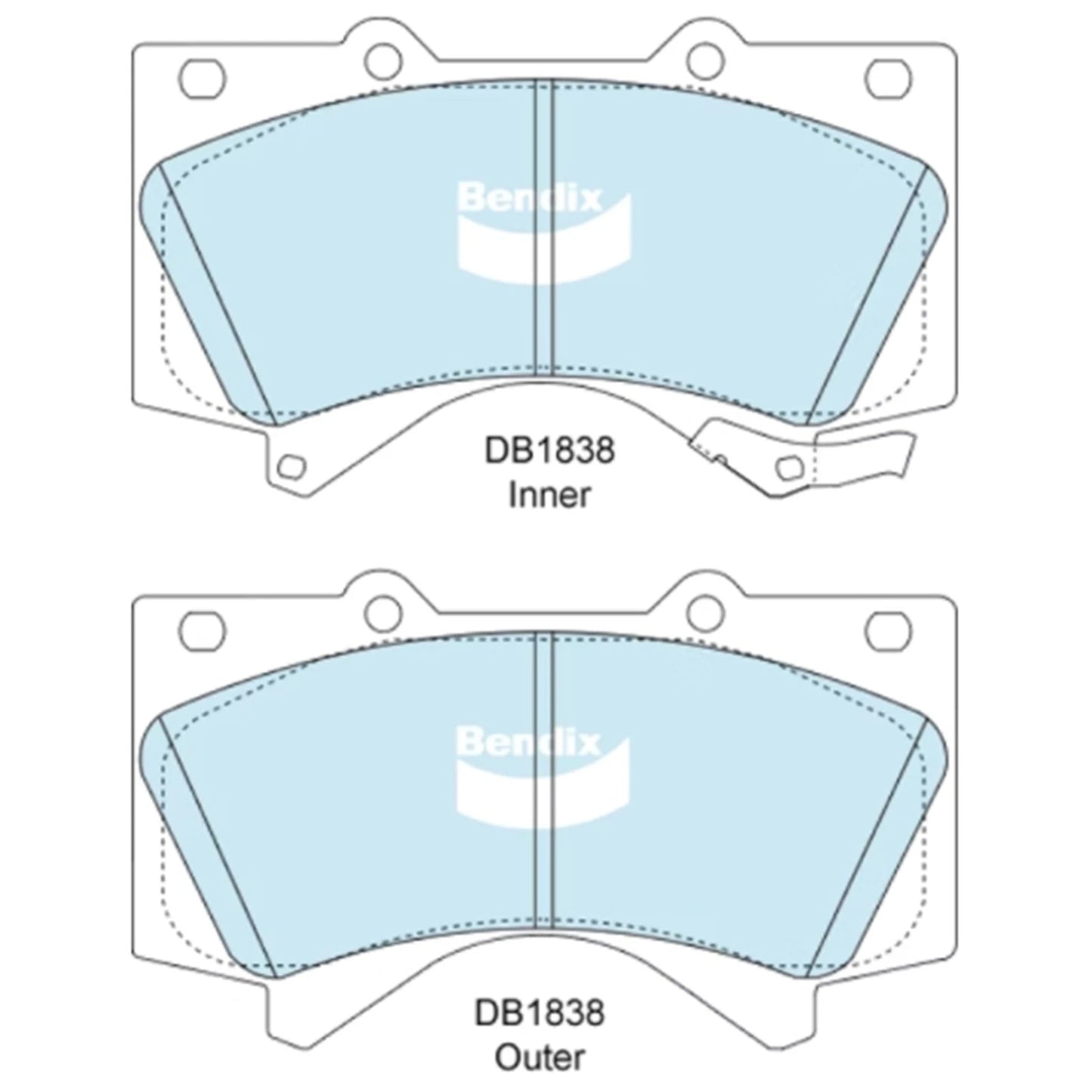 Set of 4 Bendix HD Front Disc Brake Pads for Landcruiser (2007–2021)