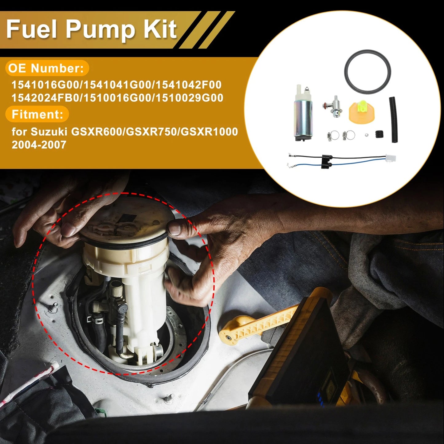 Fuel Pump for Suzuki GSXR600/GSXR750/GSXR1000 (2004–2007) Replaces 1541016G00