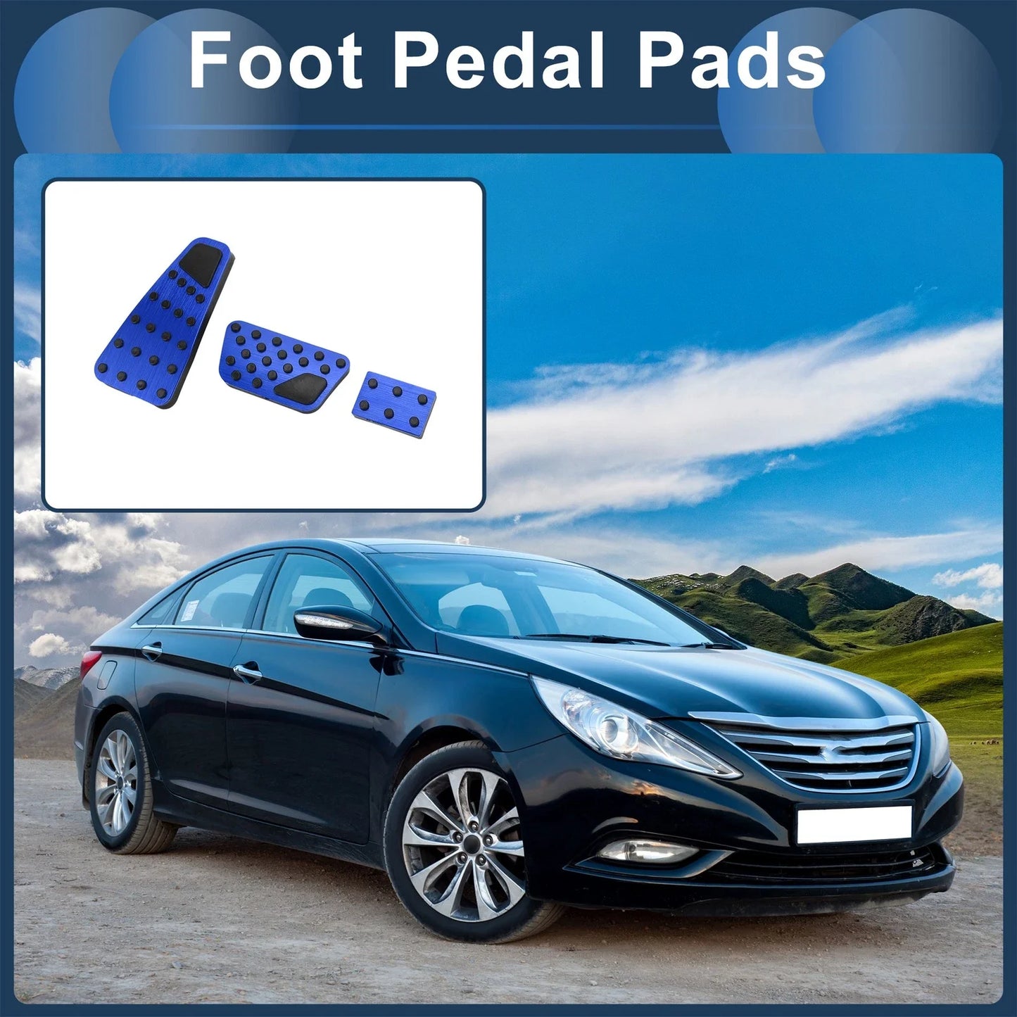 Automatic Foot Accelerator Pedal Covers 2 x Blue for Dodge RAM 1500 (2010-2018)