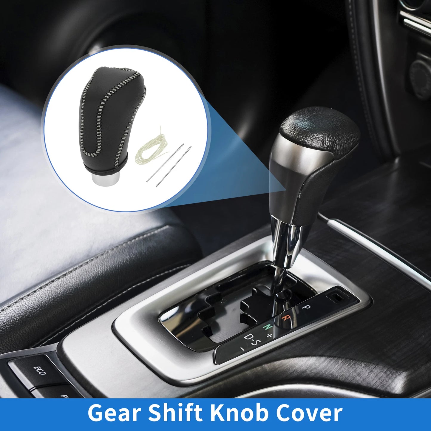 Gear Shift Knob Cover for Subaru Impreza (2017–2023) Black Beige Faux Leather