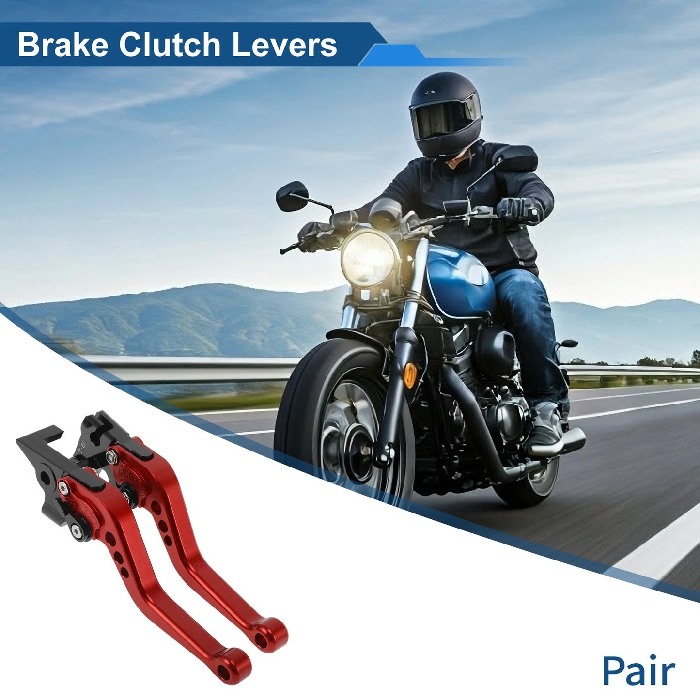 Short Brake Clutch Levers for Yamaha MT07 (2014–2022) Solid Red 1 Pair