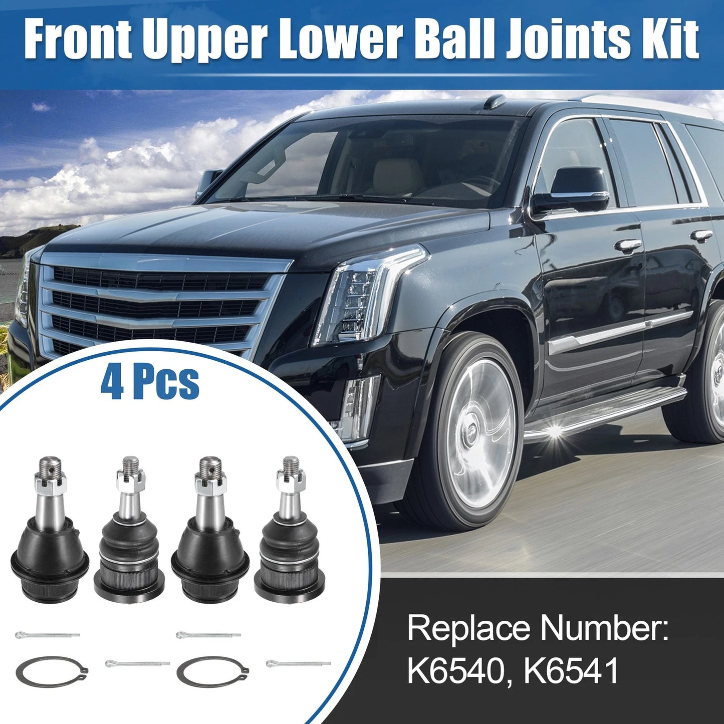 Set of 4 Front Upper Lower Ball Joints No.K6540/K6541 for Cadillac Escalade EXT (2002–2006)