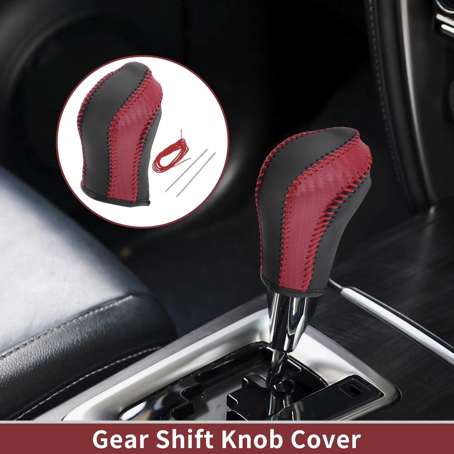 1 Pc Gear Shift Knob Cover for Nissan Maxima (2016–2023) Red Faux Leather