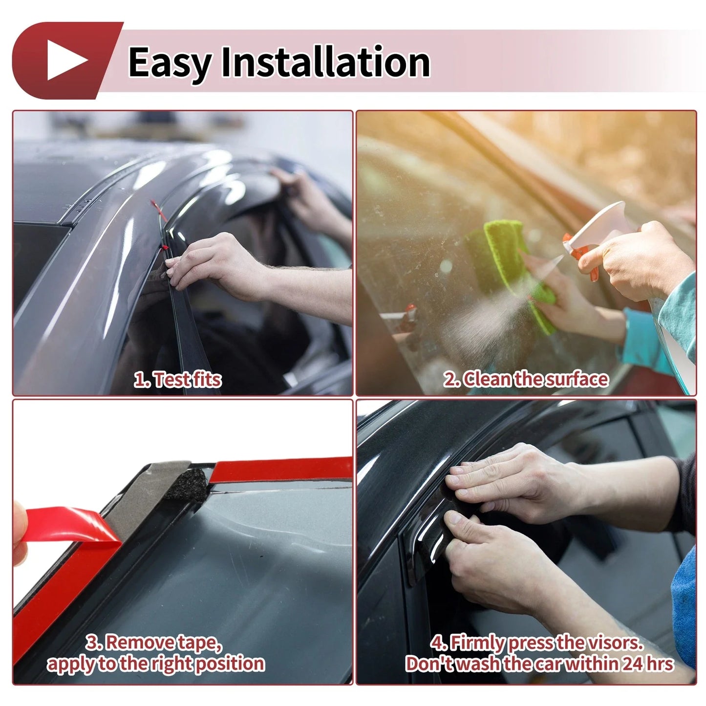 Window Deflectors for Honda Civic Side Window Vent Visors Black (2016-2021)