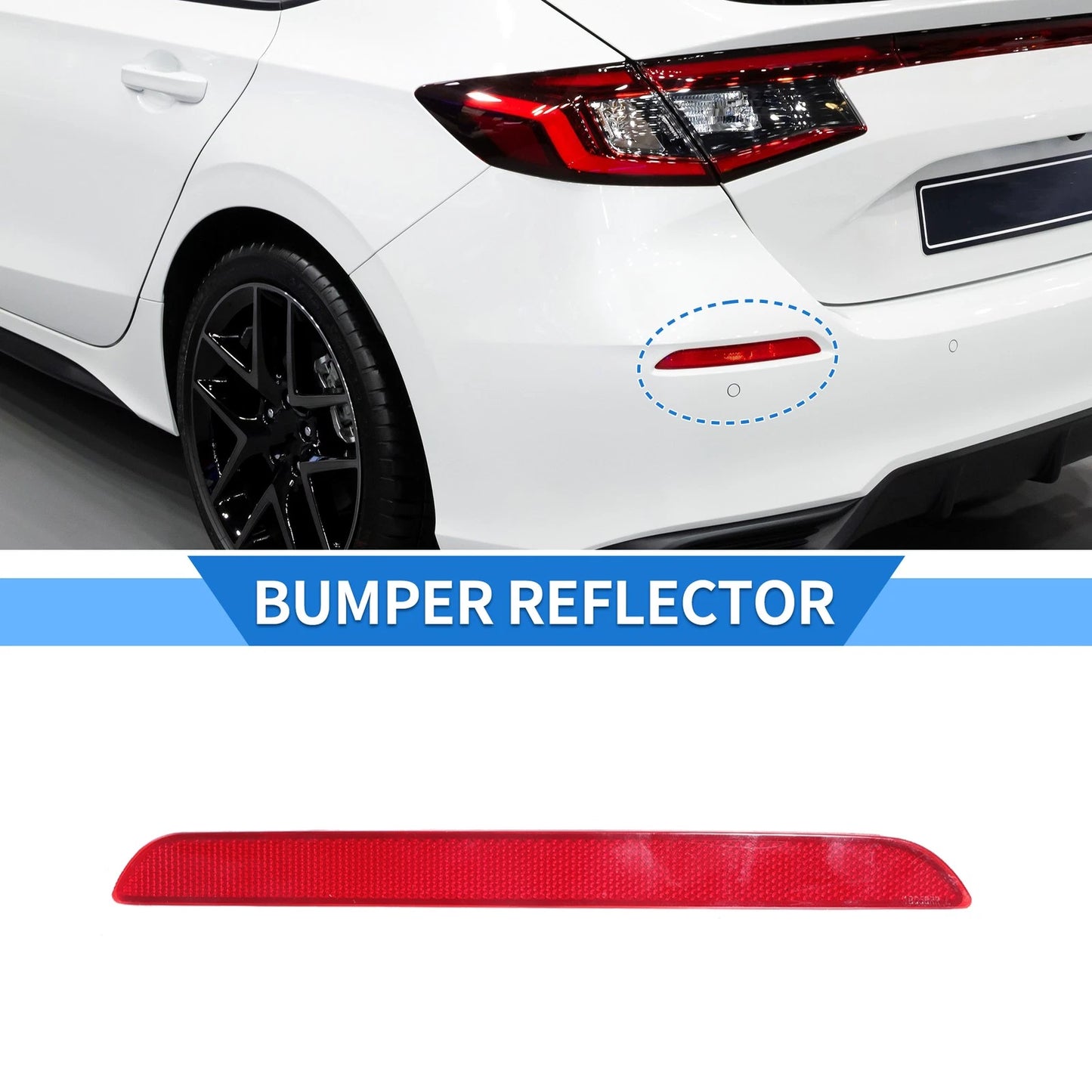 Rear Left Bumper Reflector No. 33555T20A01 for Honda Civic (2022–2023) Red