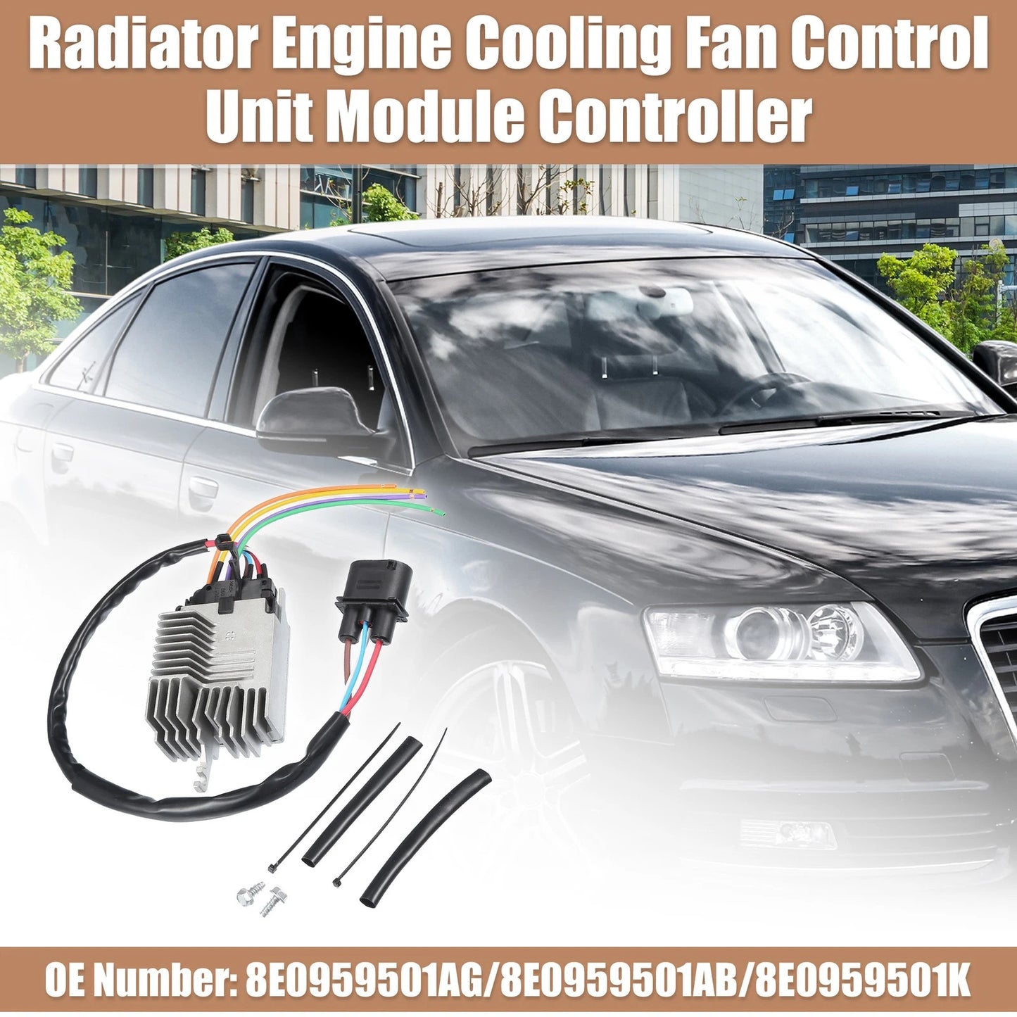 Set of 2 Engine Cooling Fan Control Module for Audi A4 1.8L 3.0L (2002–2005)