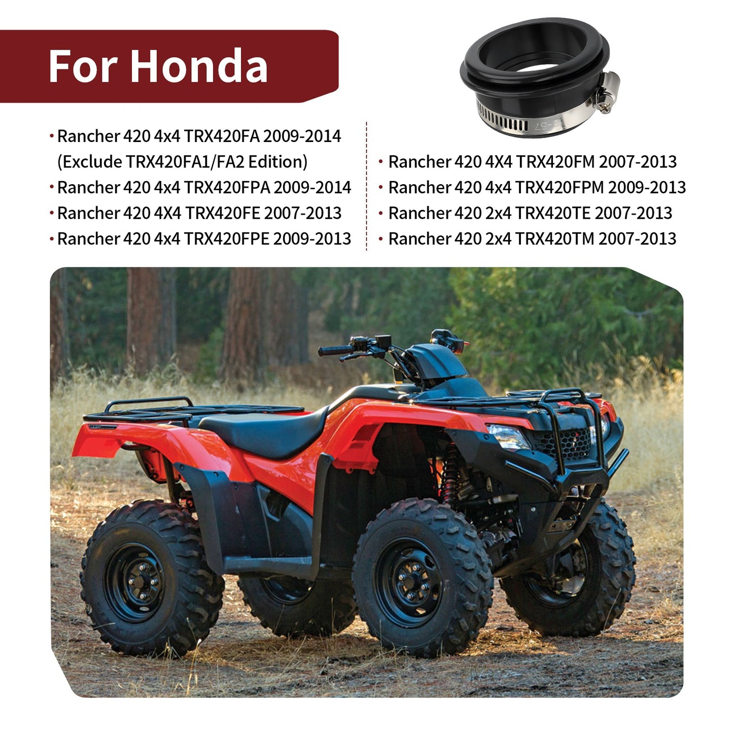 Snorkel Tube Boot for Honda Rancher 420 TRX420 (2007–2013)
