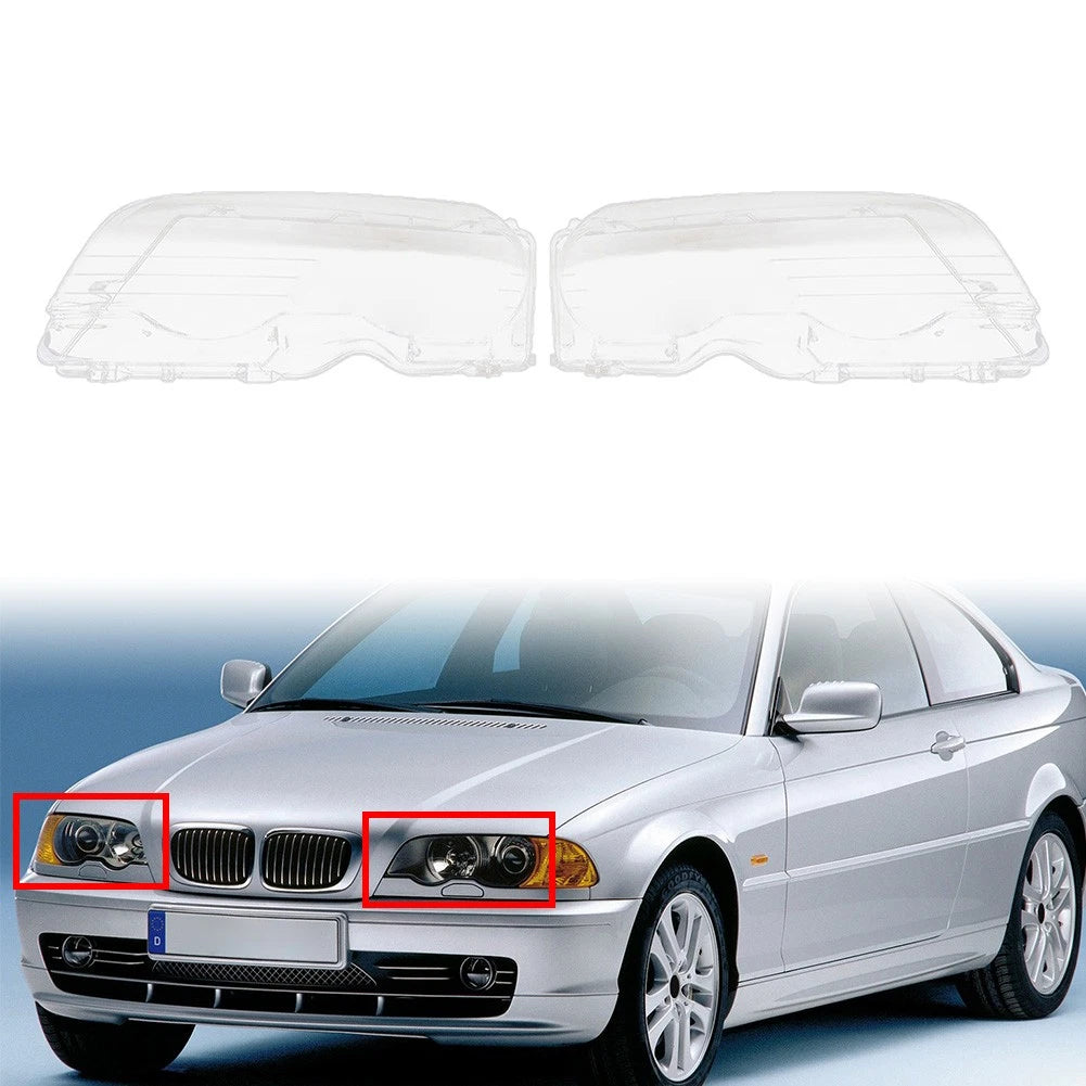 Set of 2 Front Headlight Lens Covers for BMW 3 Series E46 (1999–2023)