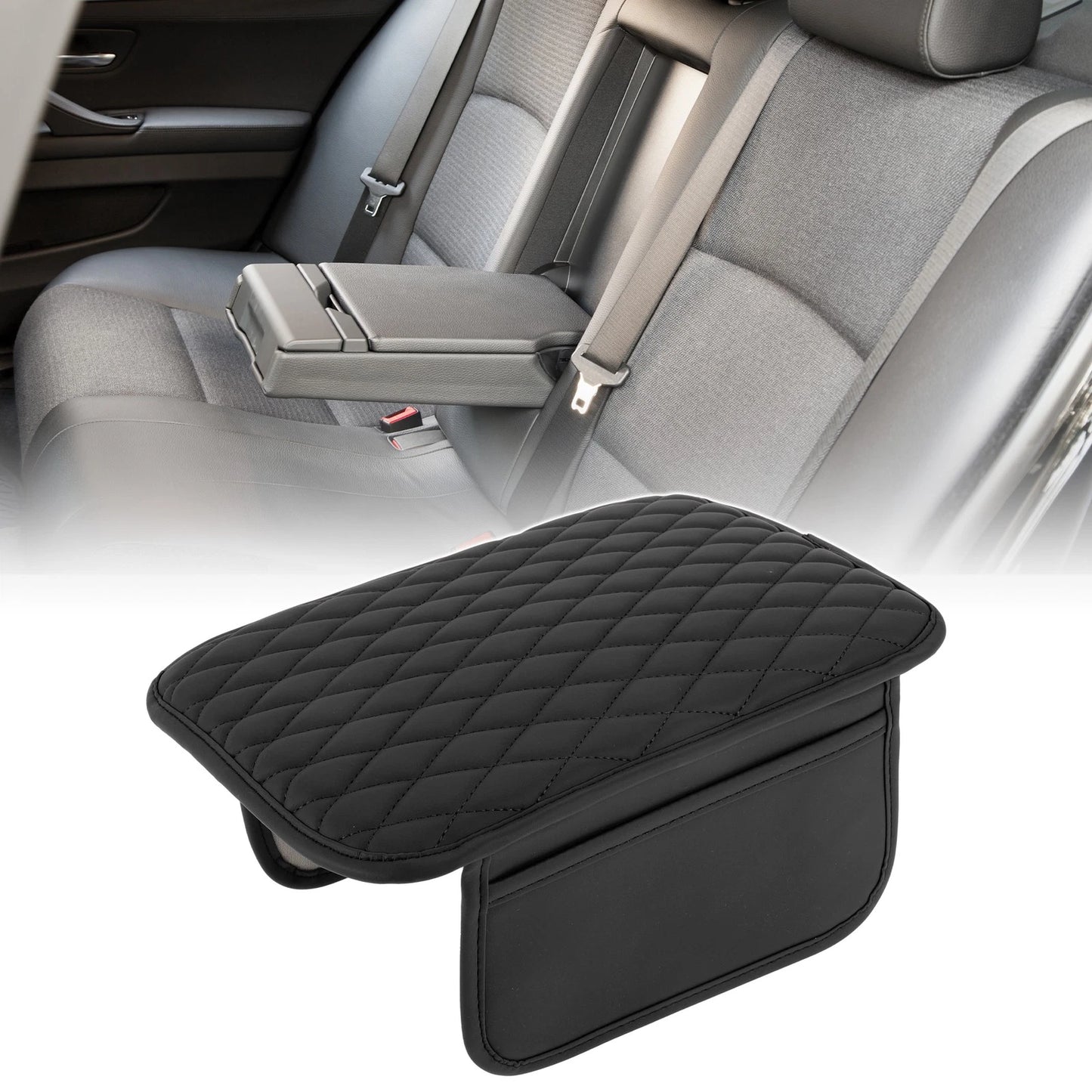 Armrest Box Pad with Storage Pockets for Vehicle