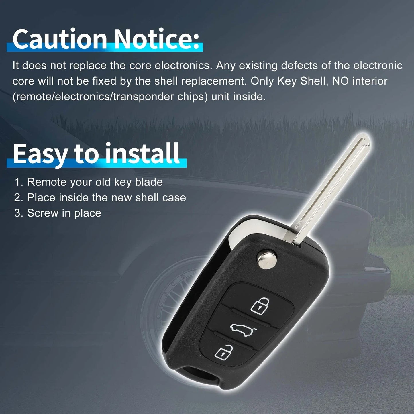 Keyless Entry Remote Key Shell Case for Hyundai i20 i30 i35 iX20 iX35 (2010-2020)