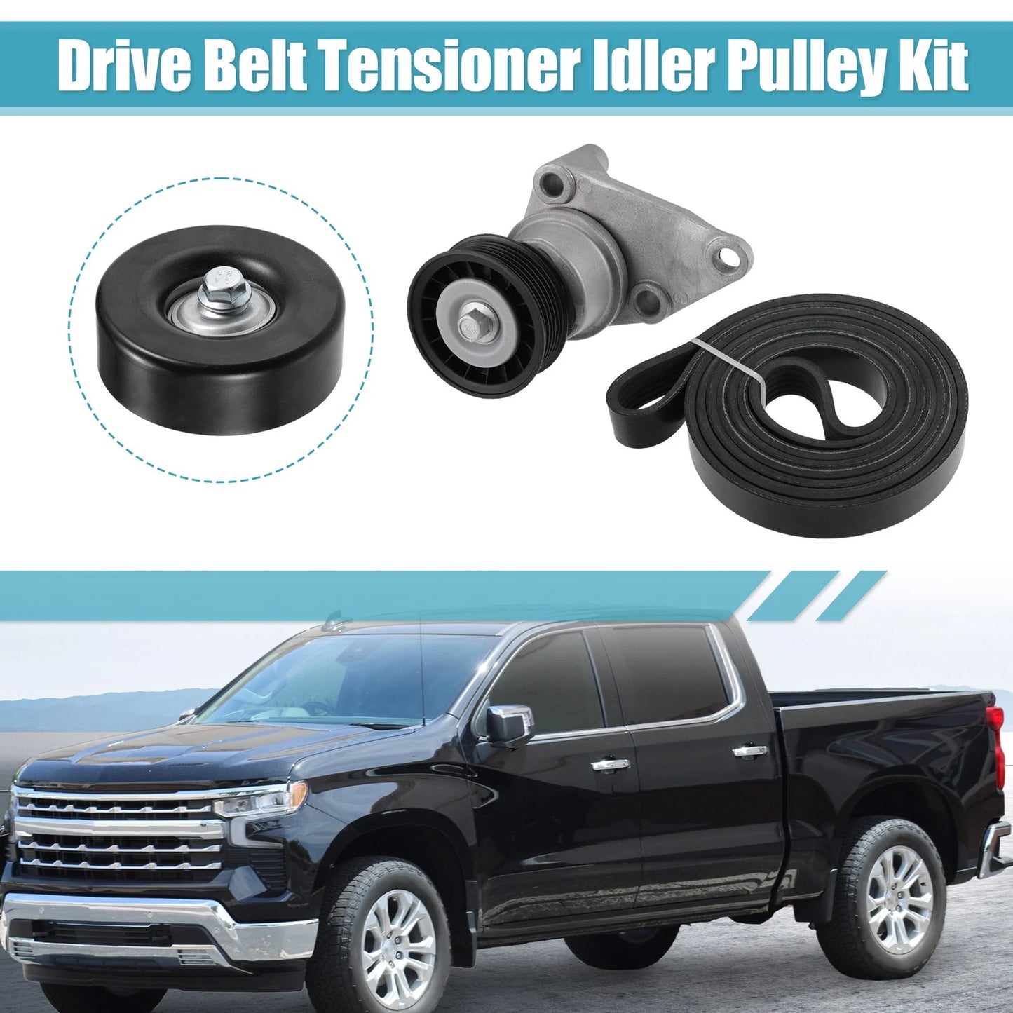Set of 1 Drive Belt Tensioner Pulley Assembly for GMC Yukon, Sierra