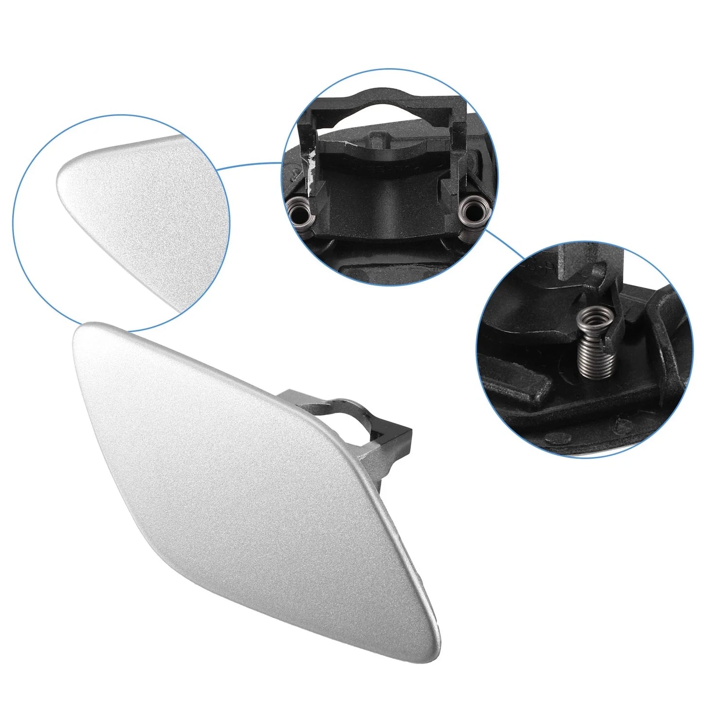 Front Right Bumper Headlight Washer Nozzle Cover Cap for BMW 328 Silver Tone