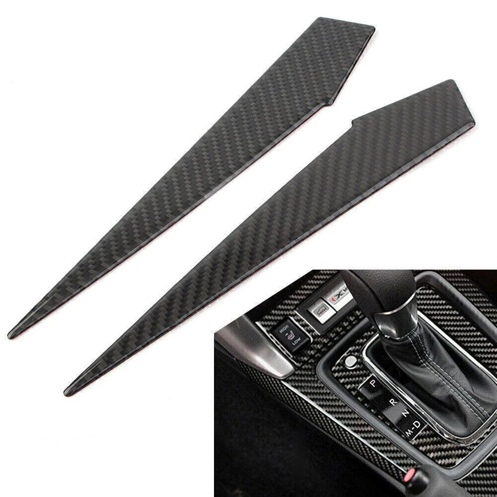 2X Carbon Fiber Gear Shift Side Panel Cover Trim for Subaru Forester (2013–2018)