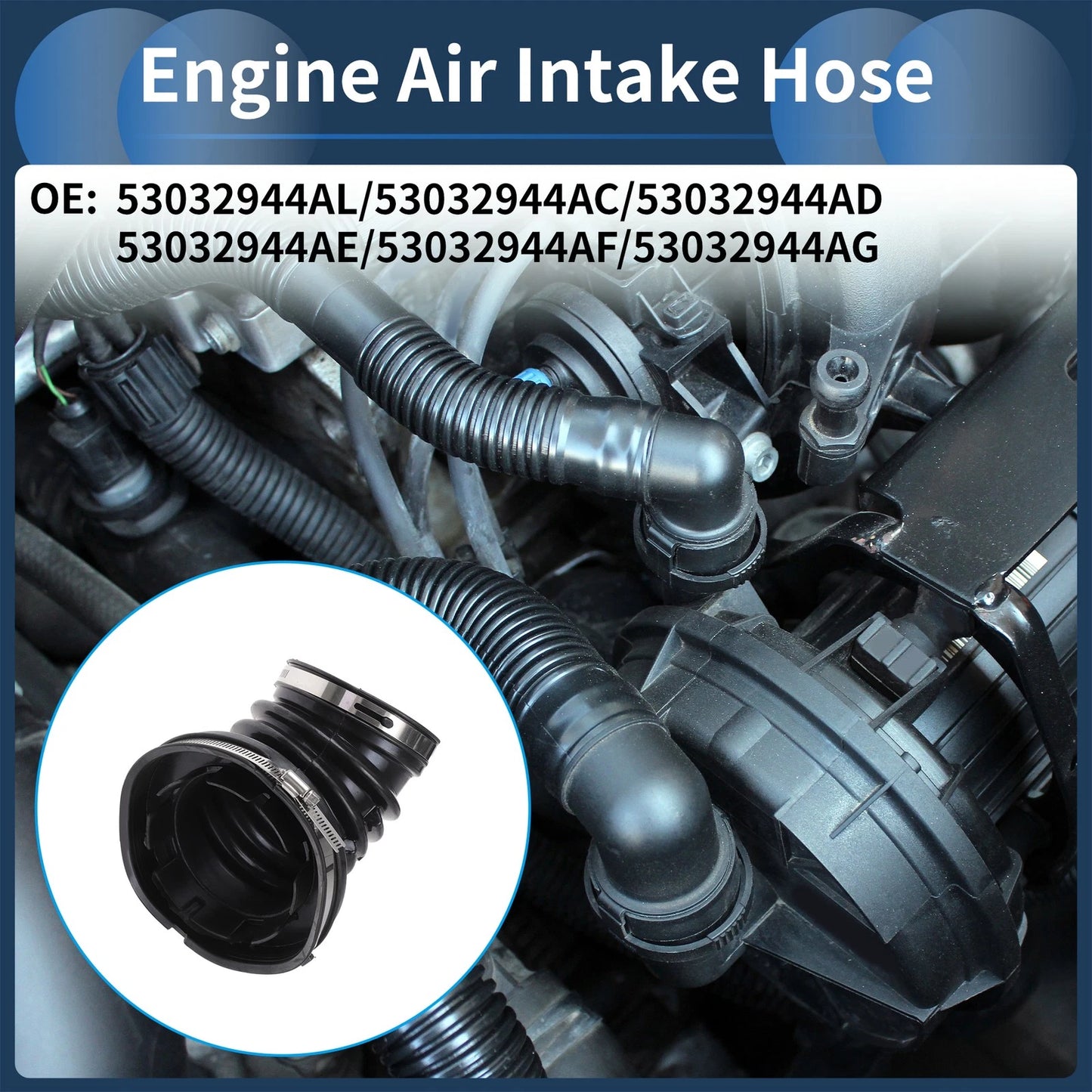 Engine Air Intake Hose for Dodge (No. 53032944AL) Rubber Clamp