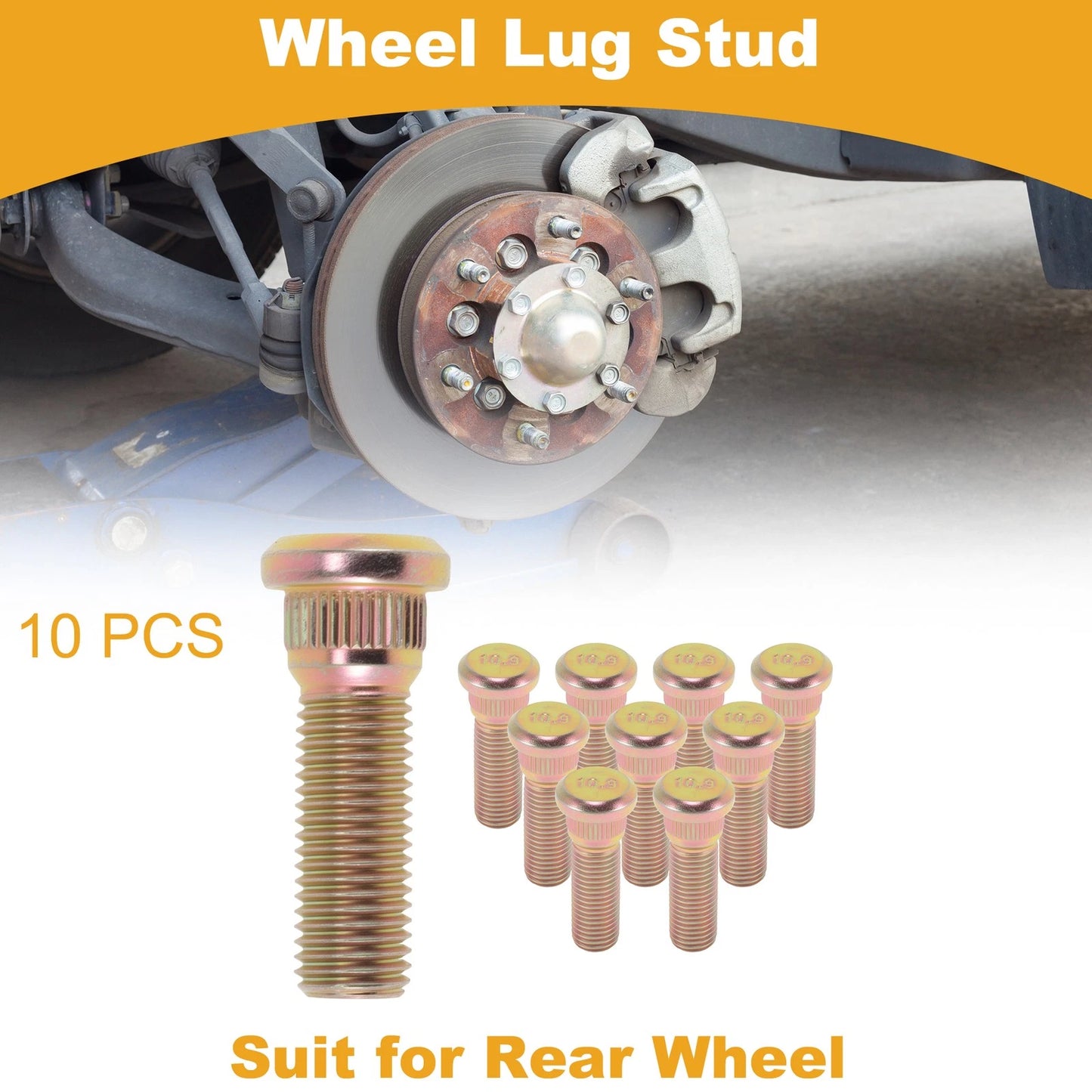 10 pcs M12x1.5 Wheel Lug Studs for Toyota 4Runner (1984–1999) No.610-312 Gold Tone