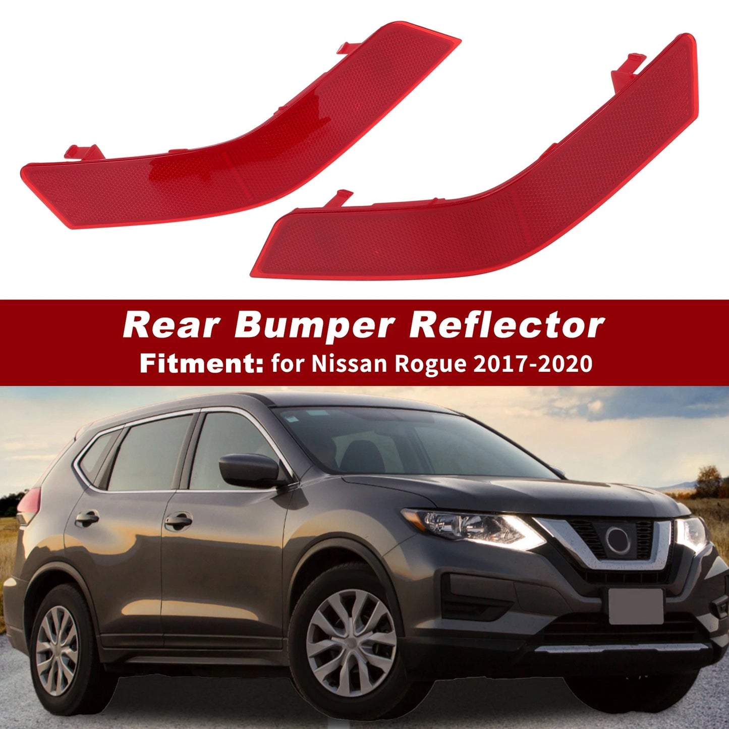 1 Pair Rear Bumper Reflector Side Marker for Nissan Rogue (2017–2020) No. 265656FV0B
