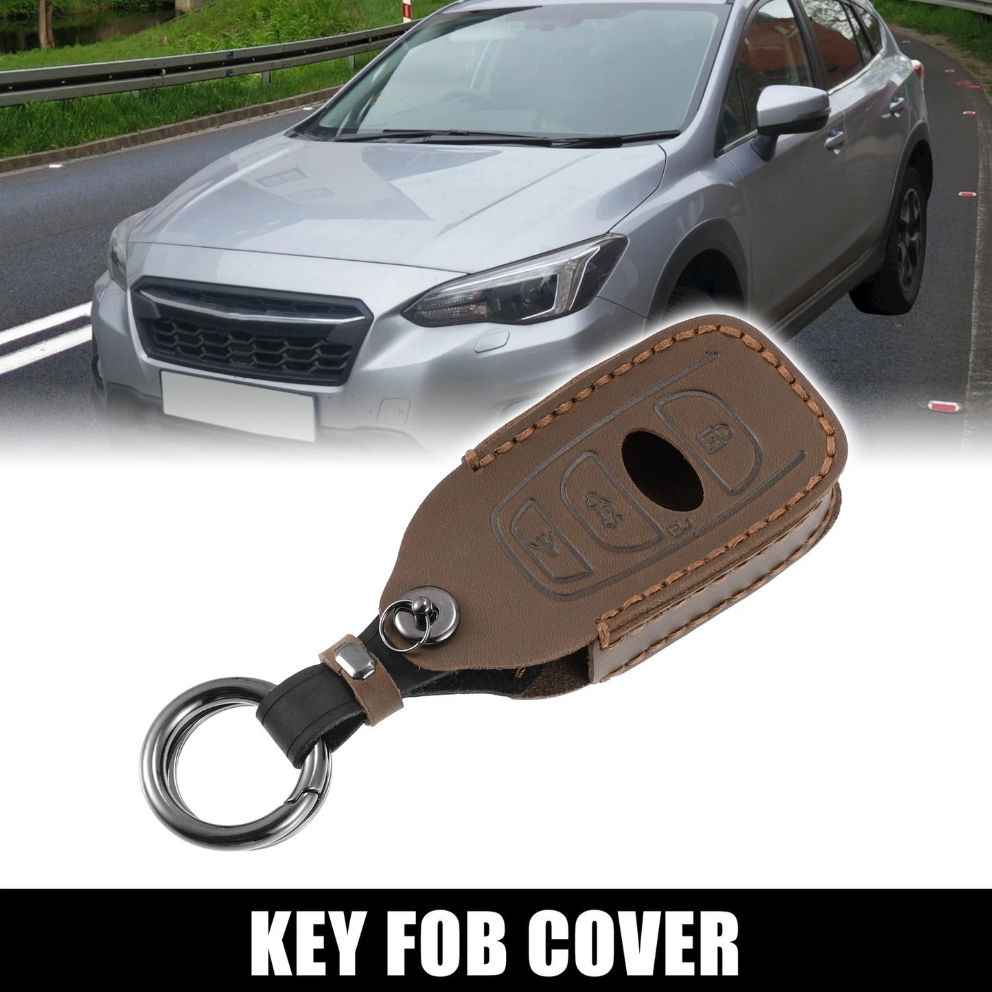 Car Key Fob Cover 4 Button Case Faux Leather for Subaru Ascent (2019–2023)
