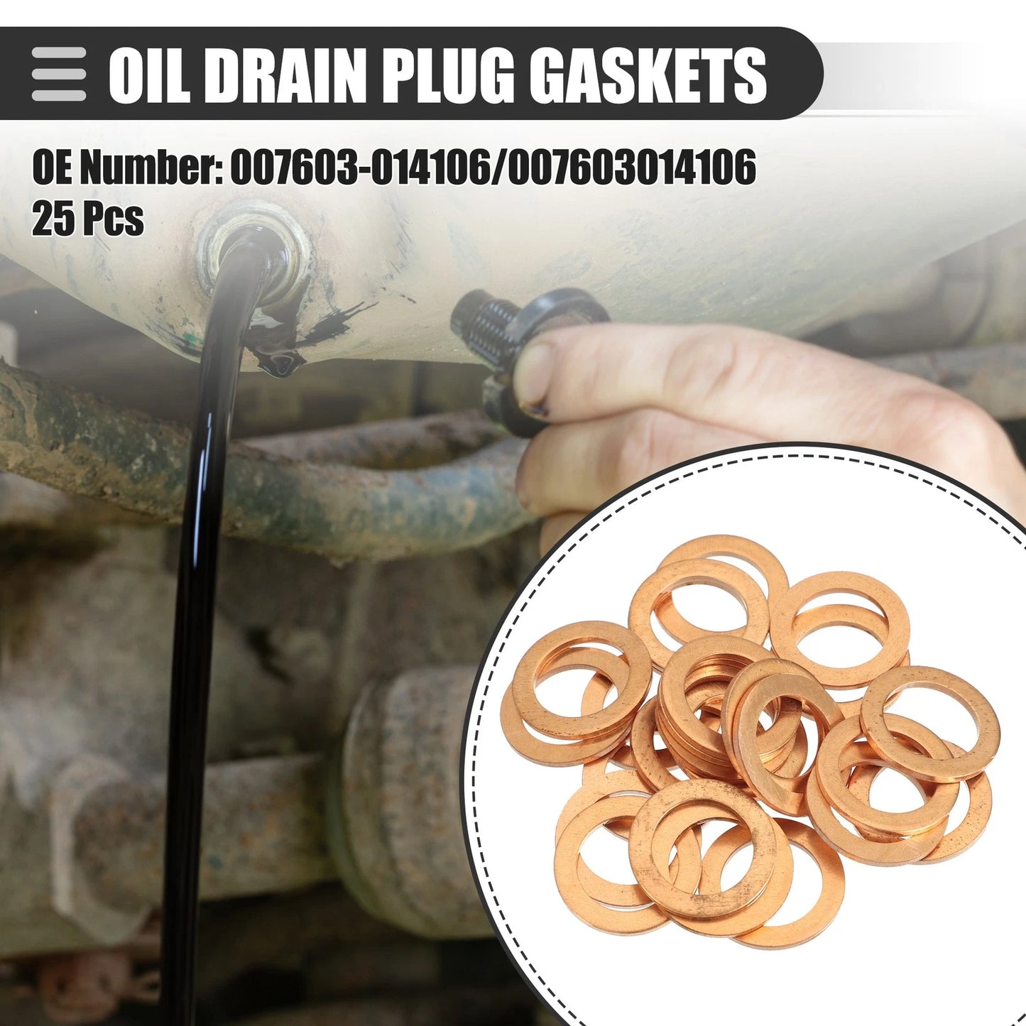 25 Pcs Oil Drain Plug Gaskets for Mercedes-Benz SL 550 (2007–2012) No. 007603014106