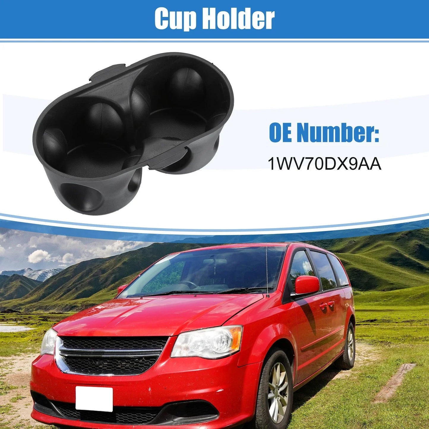 Cup Holder Replacement for Dodge Grand Caravan (2011-2020) Black