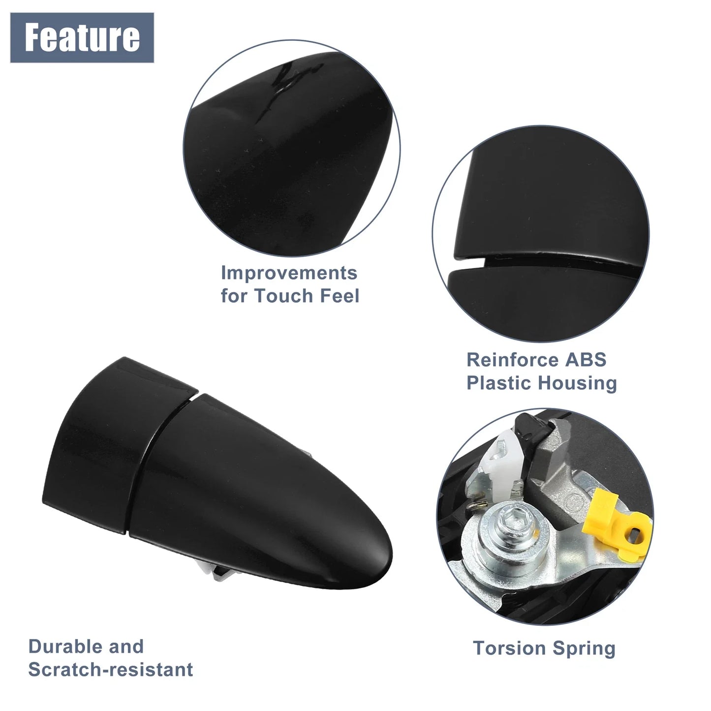 Front Right Exterior Door Handle Black for Honda CR-Z (2011-2016)
