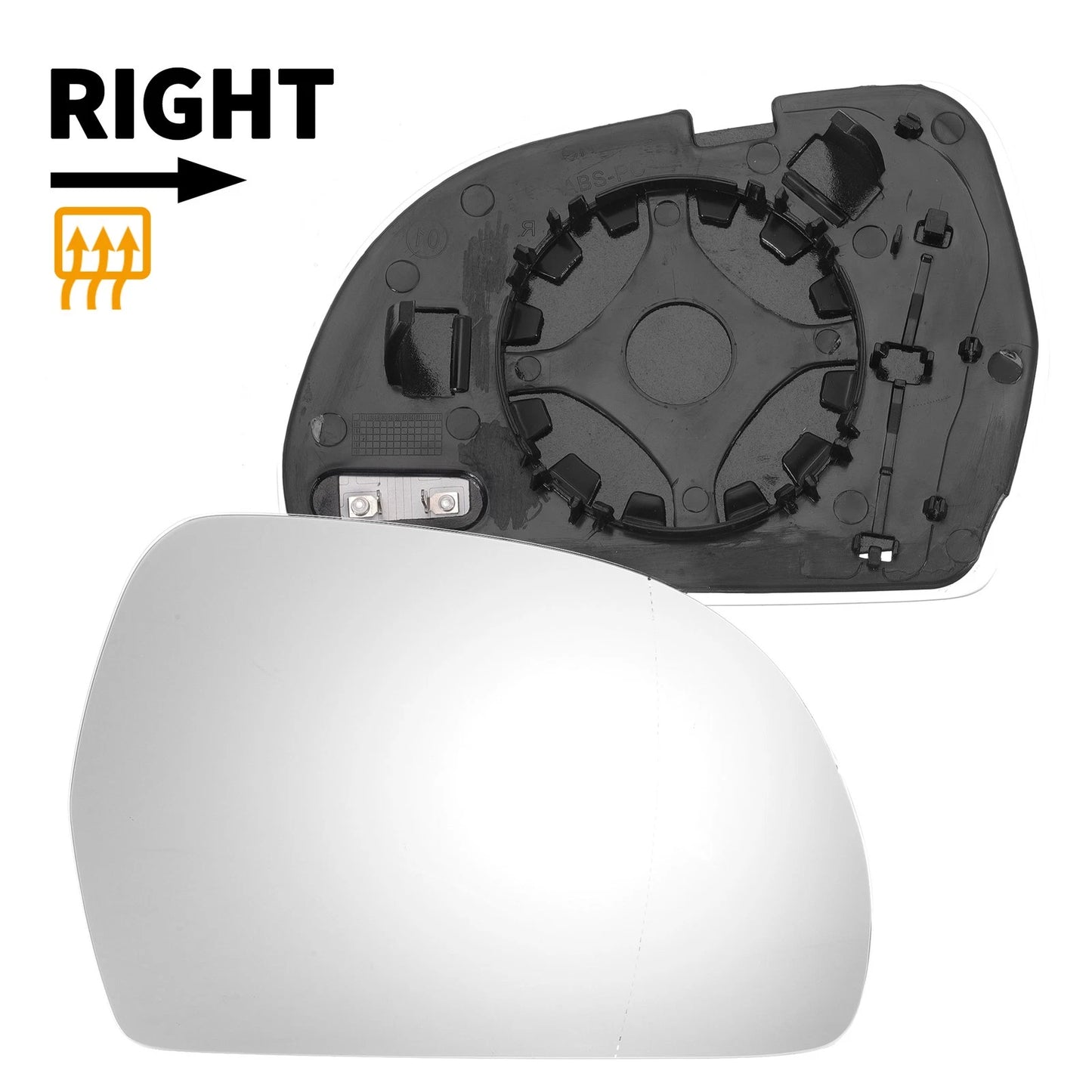Right Side Heated White Mirror Glass for Audi A3 A4 (2008–2010)
