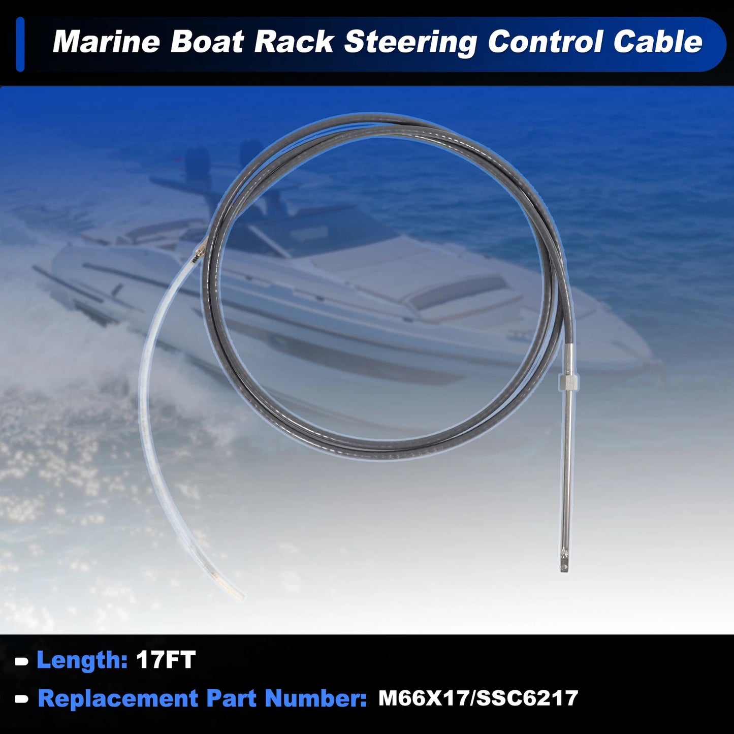 M66X17 Steering Control Cable for Marine Boat (17 ft)