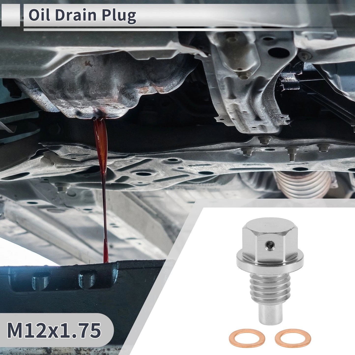 Set of 1 M12x1.75 Engine Oil Drain Plug with Gasket for Car Motorcycle