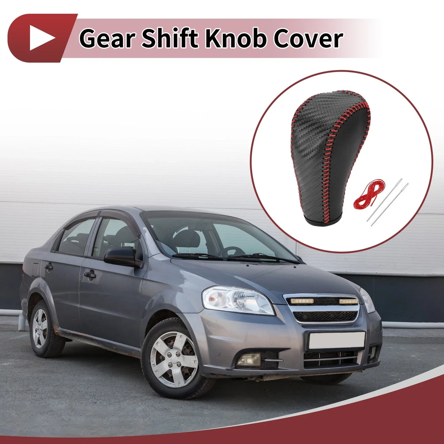 Black Carbon Fiber Gear Shift Knob Cover for Chevrolet Aveo (2004-2011)