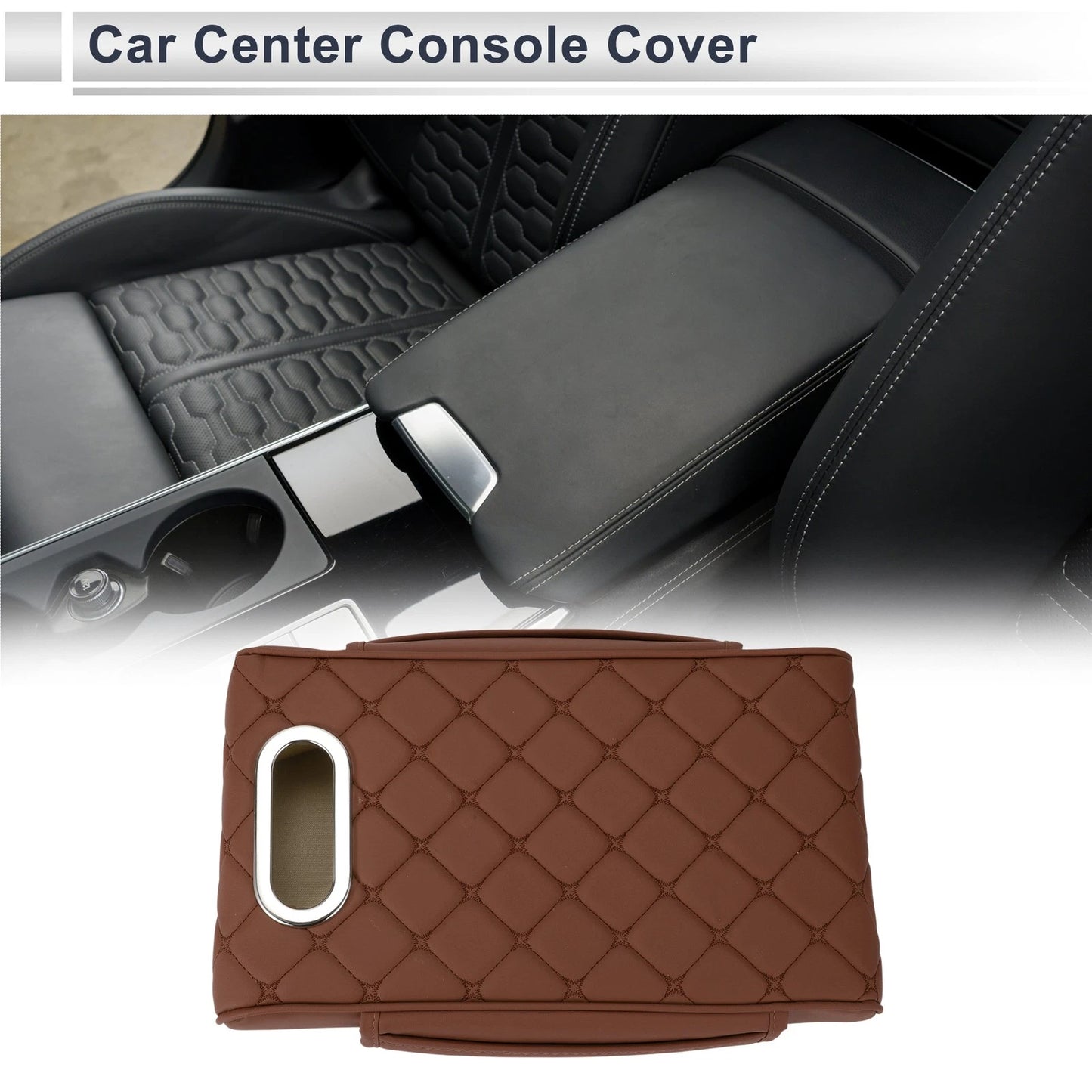 Center Console Cover for Car (13.39"x9.06"x2.36", Nappa Leather)