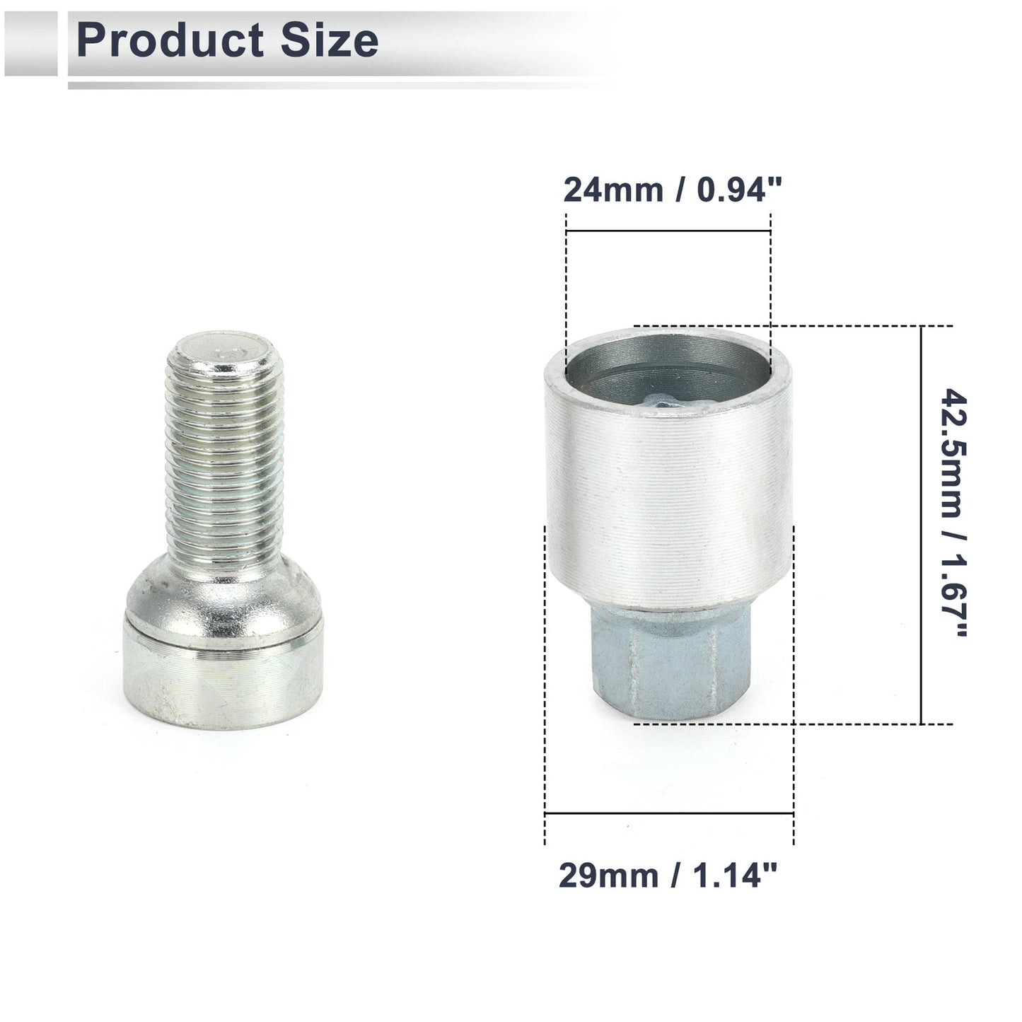 Type S Wheel Lock Lugnut Set with Bolt Kit & Nut Removal Key for Audi A4L A5 (2013–2020)