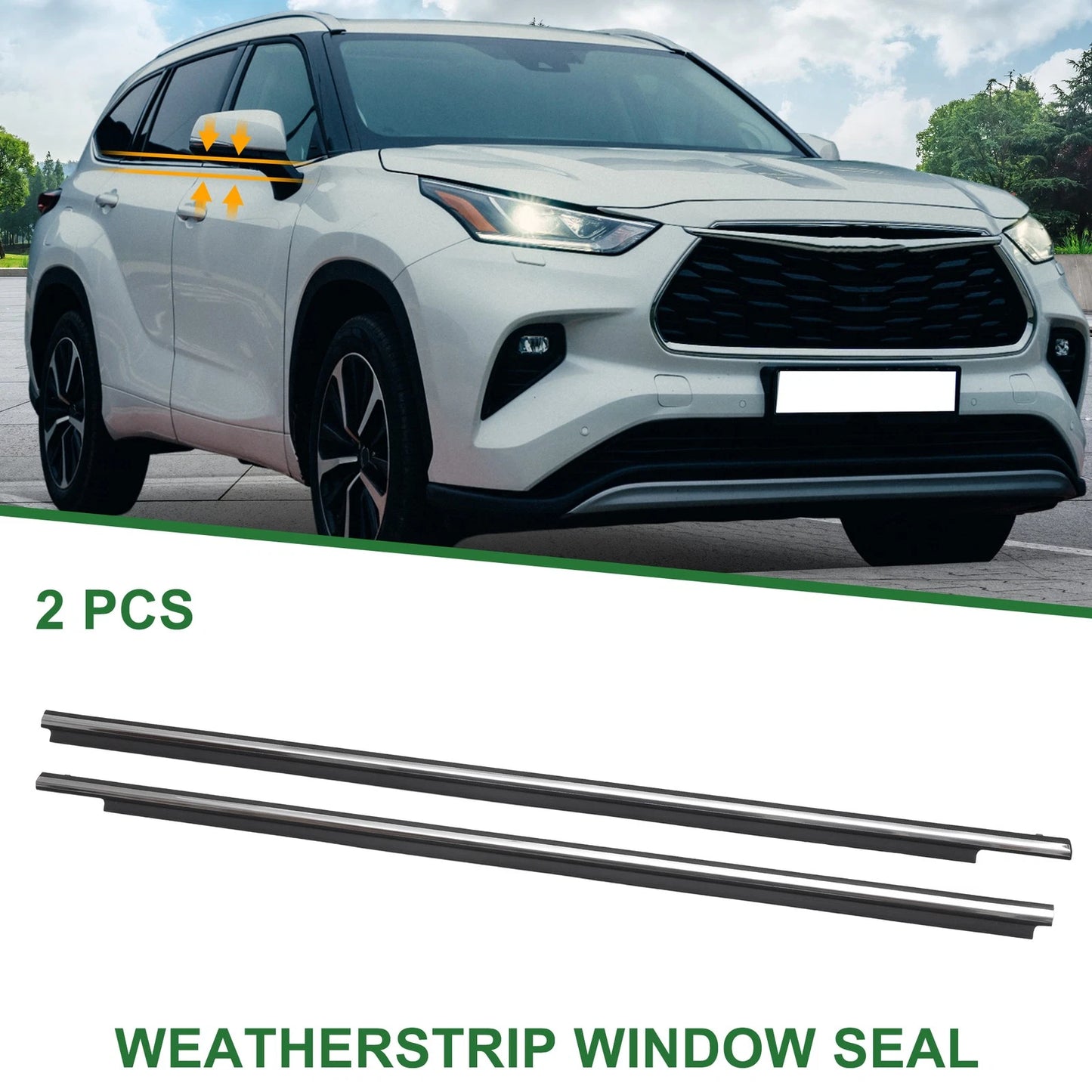 2pcs Front Left & Right Weatherstrip Window Seal No.757200E060 for Toyota