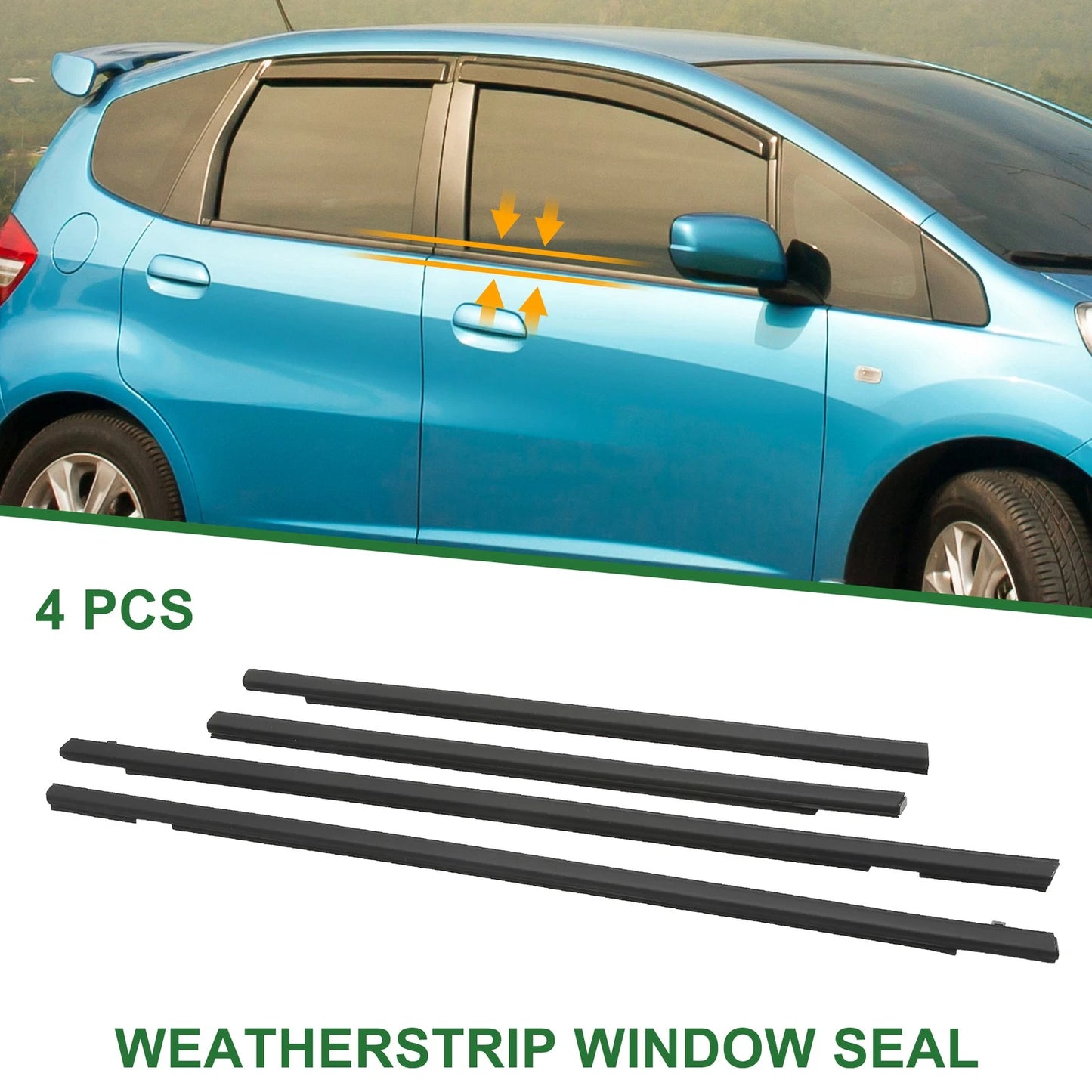 Set of 4 Weatherstrip Window Seal No.72410SELT01 for Honda Fit (2001–2008)