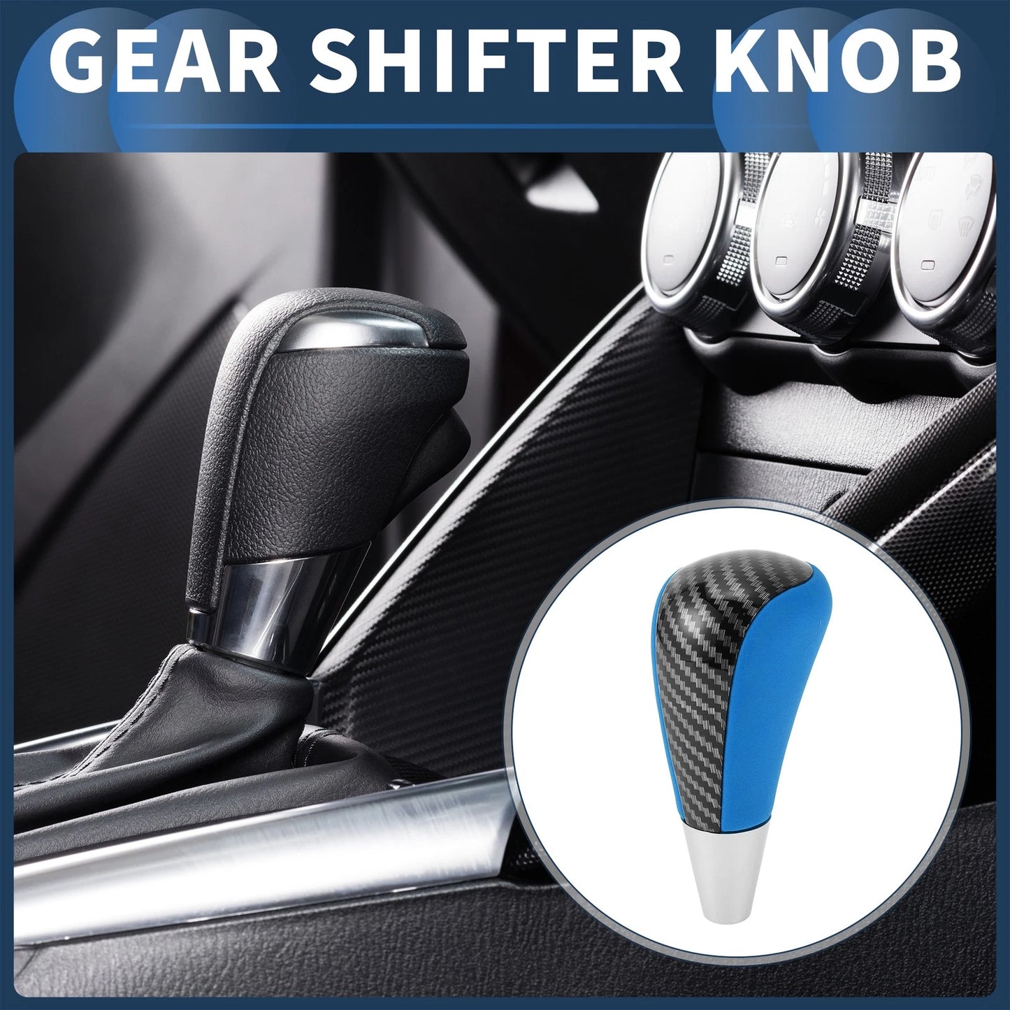 Automatic Gear Shifter Knob for Toyota 4Runner (2003–2021) Faux Leather Black Blue