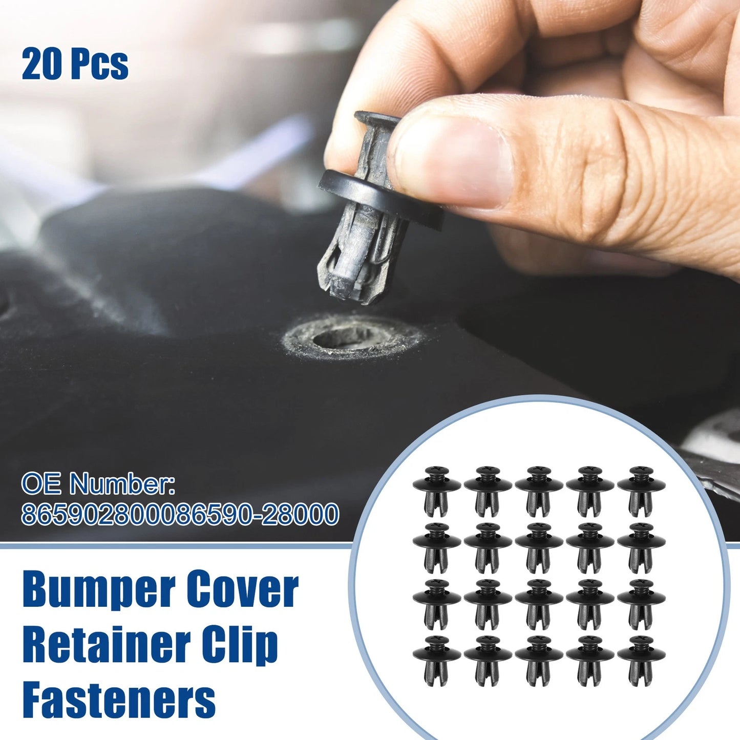 20pcs Bumper Cover Retainer Clip Fasteners for Hyundai Sonata (2011–2019) No. 8659028000