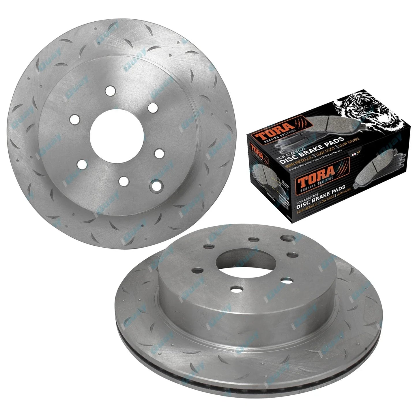 Rear Dimple Drilled + Slotted Disc Brake Rotors + Pads for Pathfinder R51 05~13