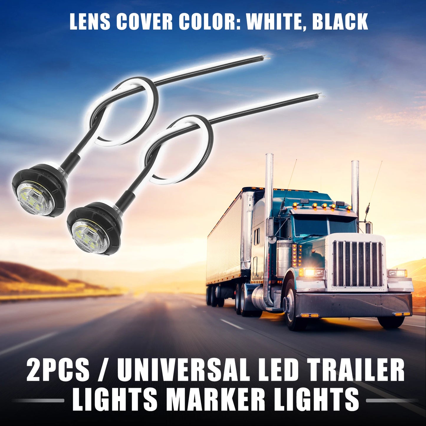 2X Universal LED Trailer Marker Lights 12V Round Waterproof