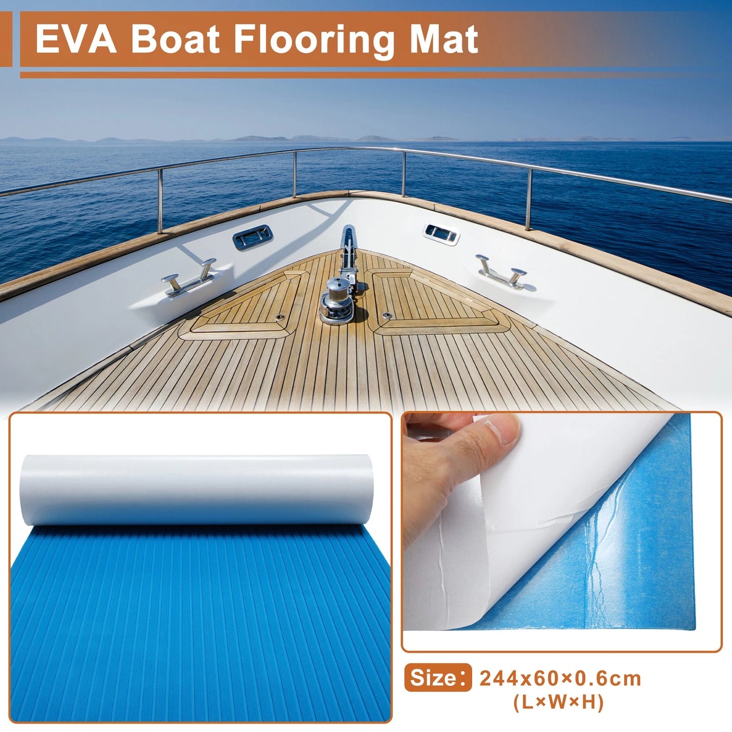 Self-Adhesive Boat Flooring Strip for Various Models (96.06"Lx23.62"W)